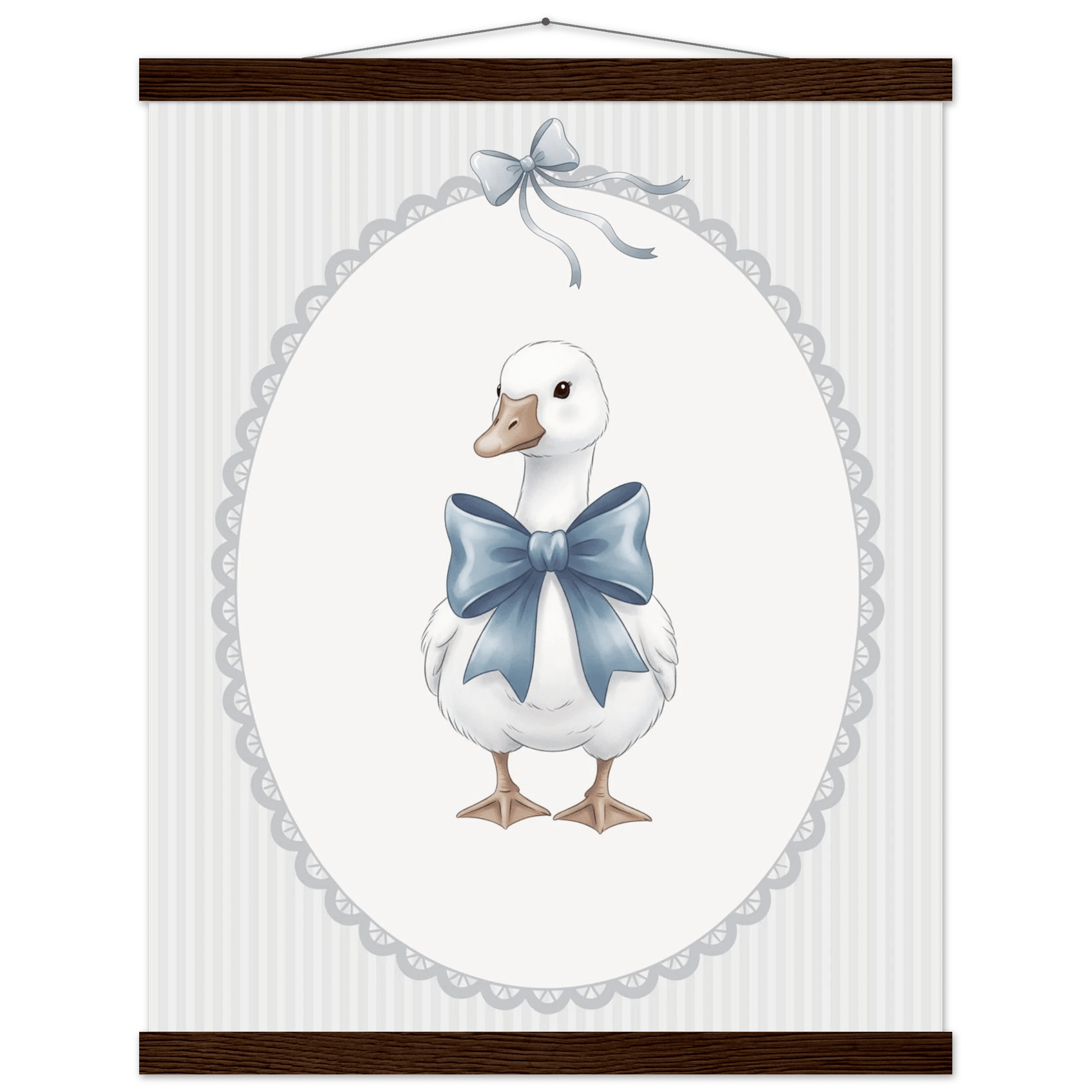 Blue Bow Duck Nursery Poster – Sweet Baby Room Wall Art Print - Evergreen Posters
