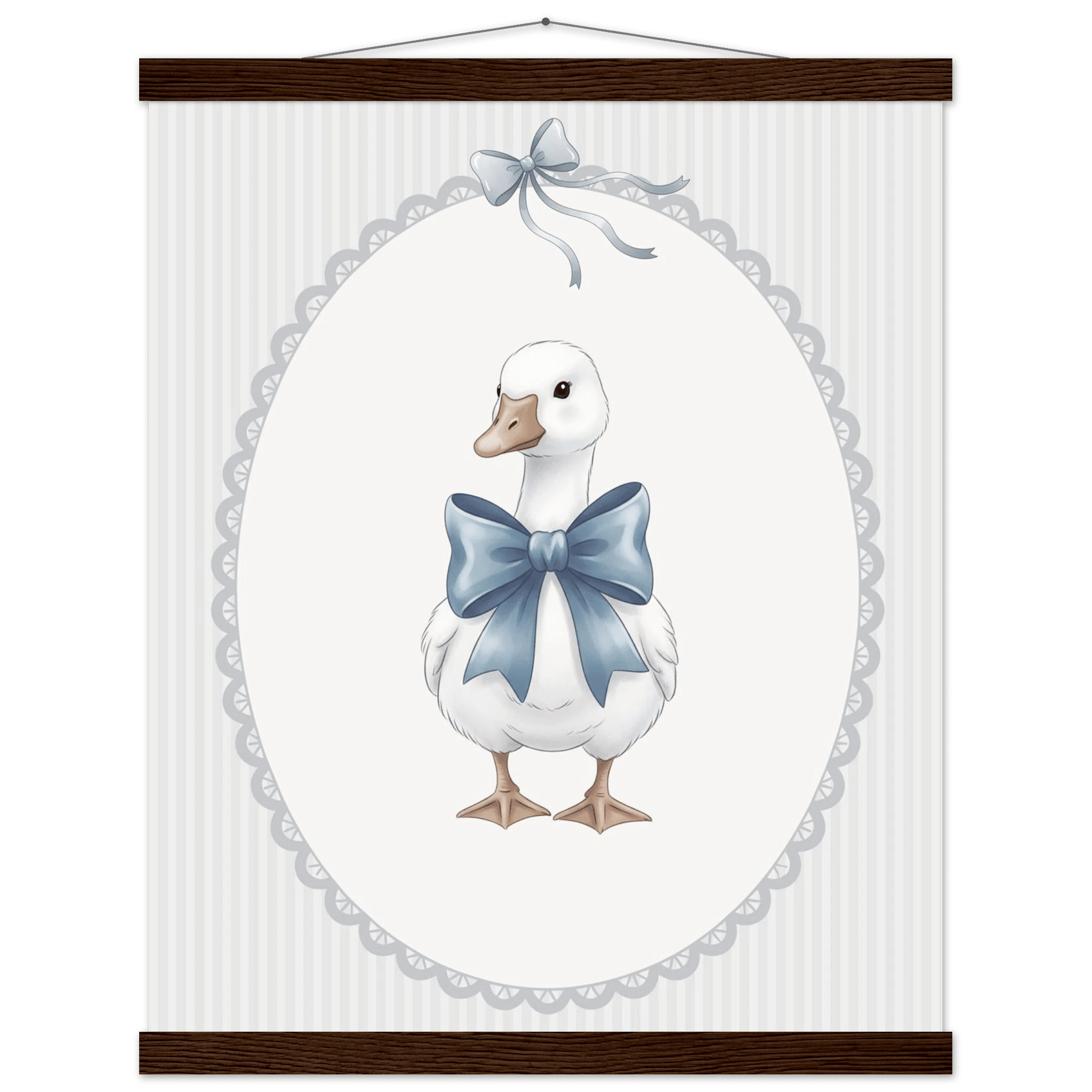 Blue Bow Duck Nursery Poster – Sweet Baby Room Wall Art Print - Evergreen Posters
