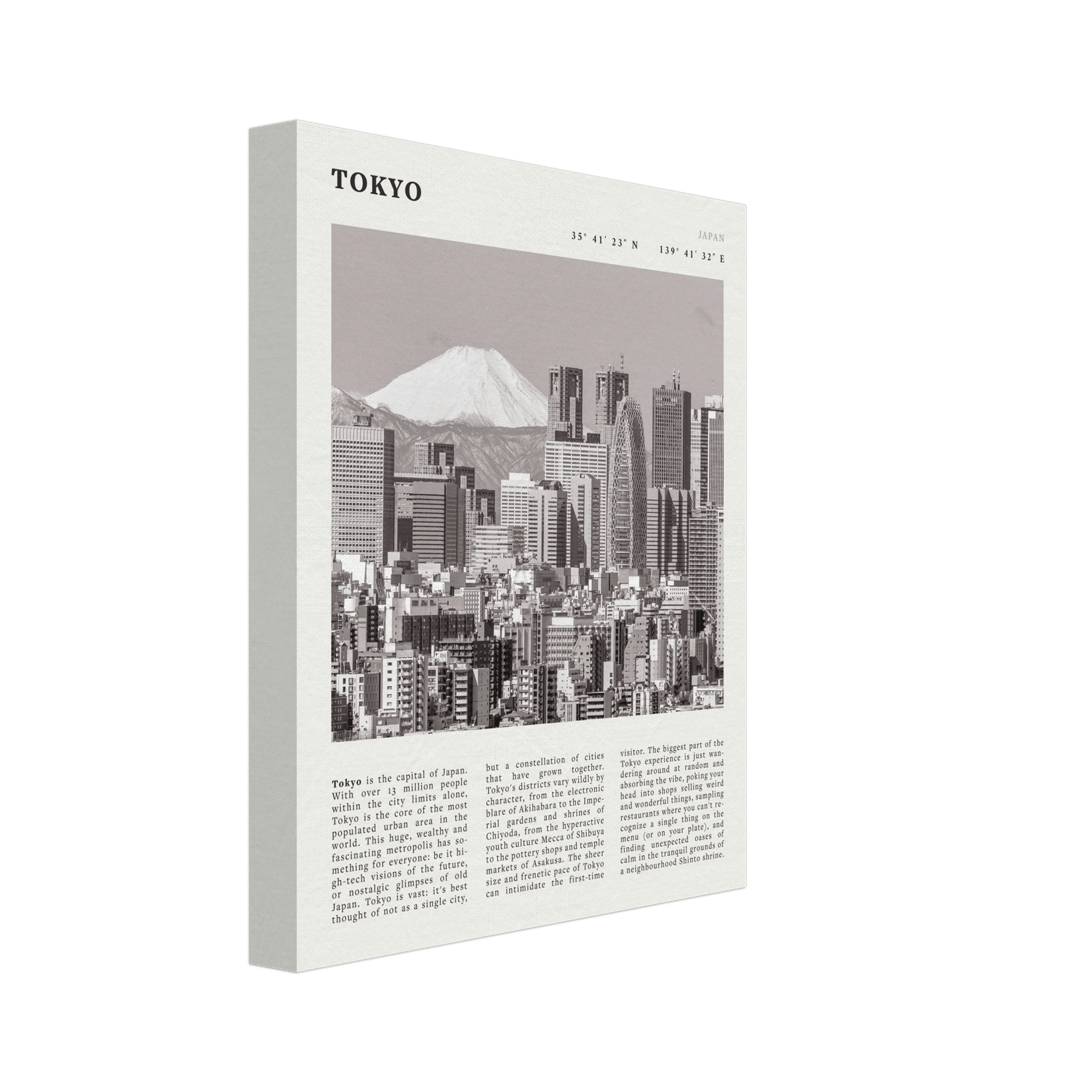 Tokyo Poster | Black & White Mount Fuji Skyline Wall Art | Japan Travel Print - Evergreen Posters