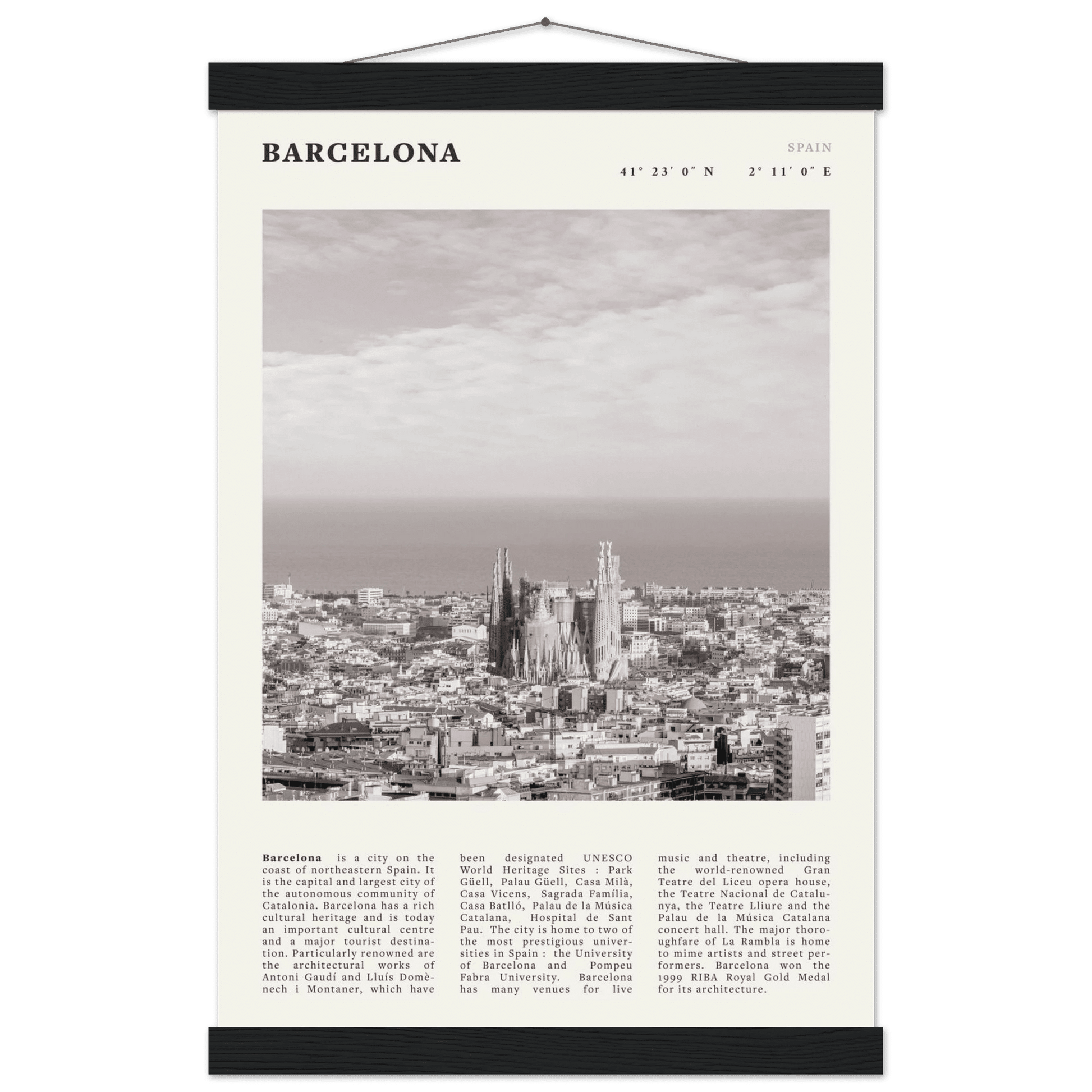 Barcelona Poster | Black & White Sagrada Familia Wall Art | Spain Travel Print - Evergreen Posters