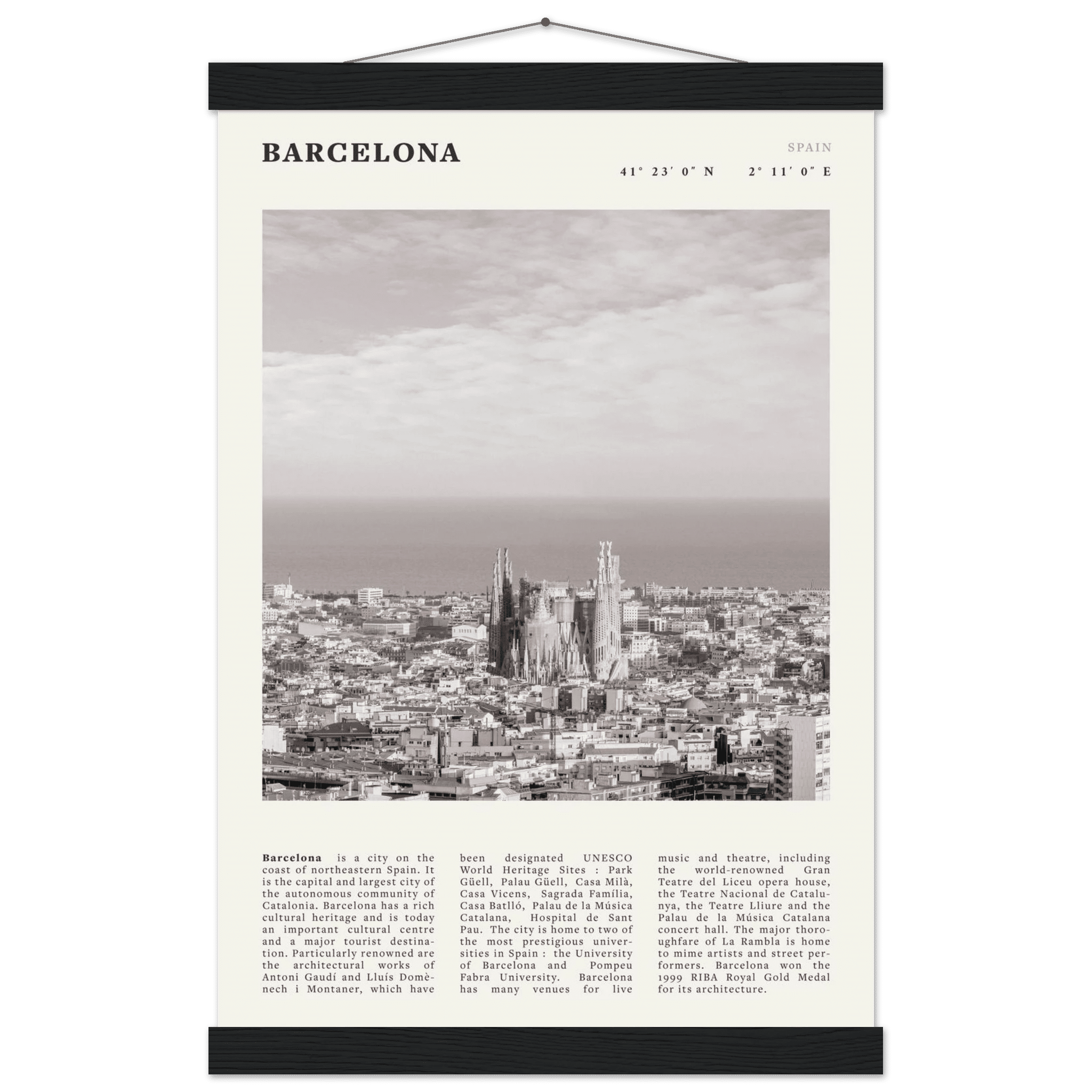 Barcelona Poster | Black & White Sagrada Familia Wall Art | Spain Travel Print - Evergreen Posters