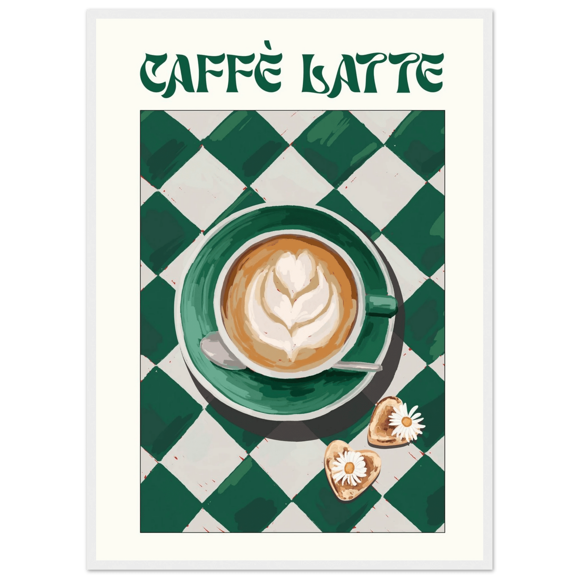 Caffè Latte Poster – Playful Coffee Kitchen Wall Art Print (Digital & Printed Options) - Evergreen Posters