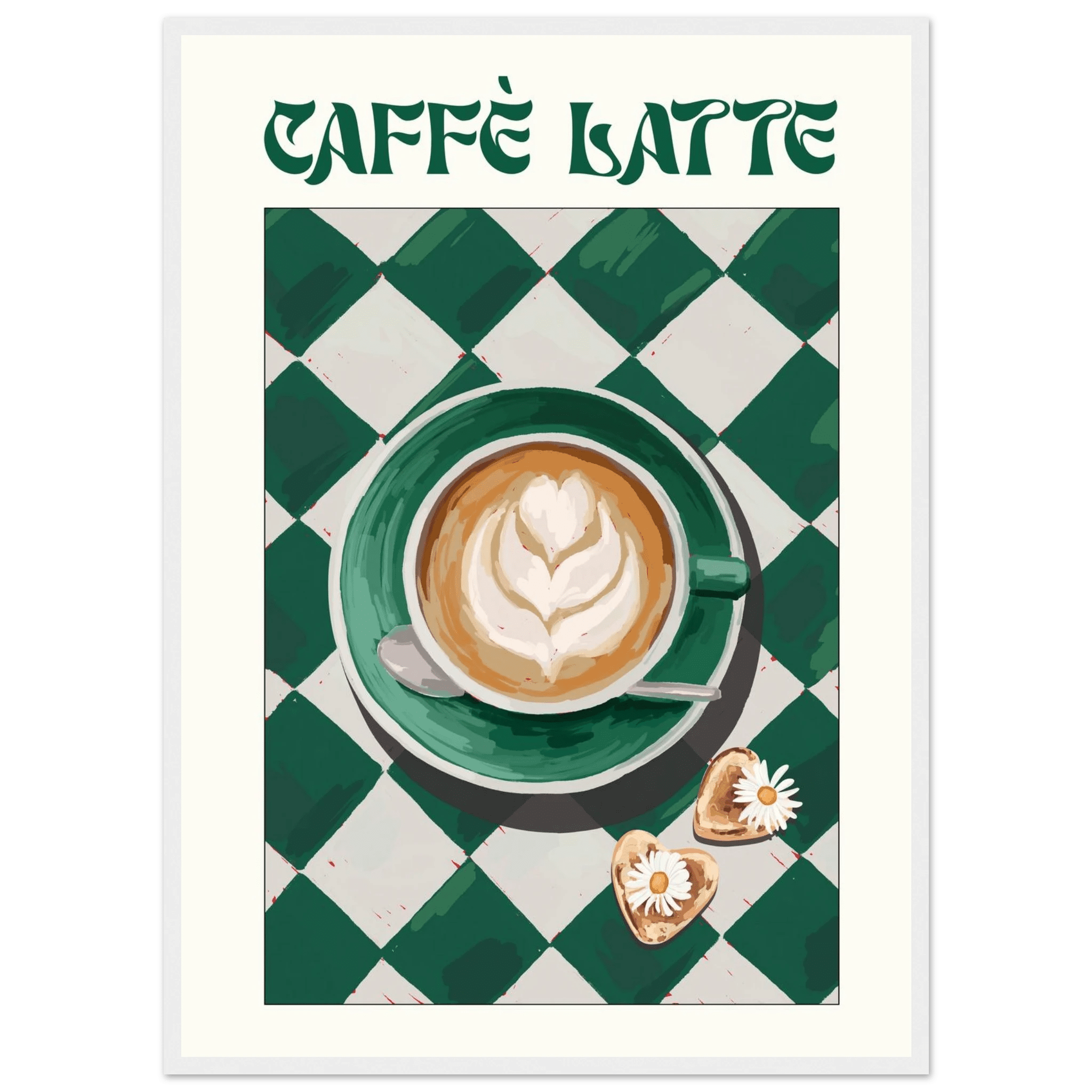 Caffè Latte Poster – Playful Coffee Kitchen Wall Art Print (Digital & Printed Options) - Evergreen Posters