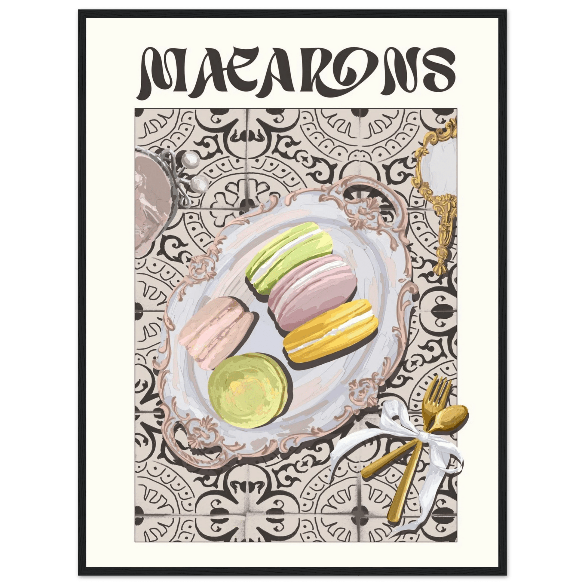 Macarons Poster – Playful French Patisserie Kitchen Wall Art Print (Digital & Printed Options) - Evergreen Posters