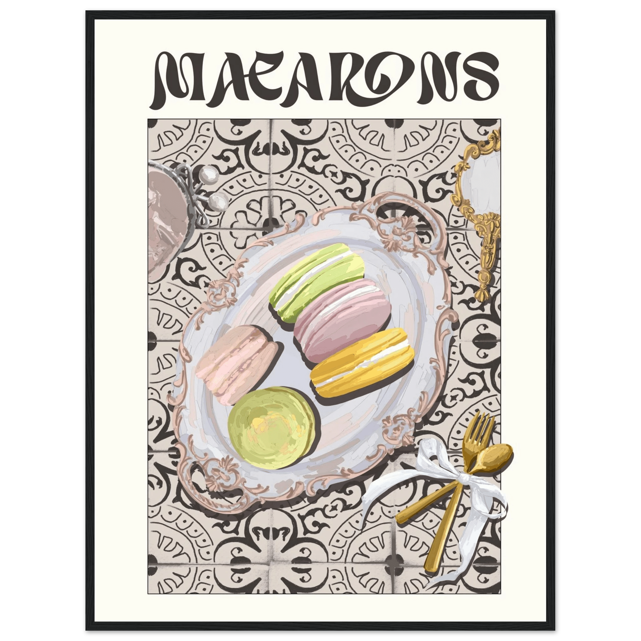 Macarons Poster – Playful French Patisserie Kitchen Wall Art Print (Digital & Printed Options) - Evergreen Posters