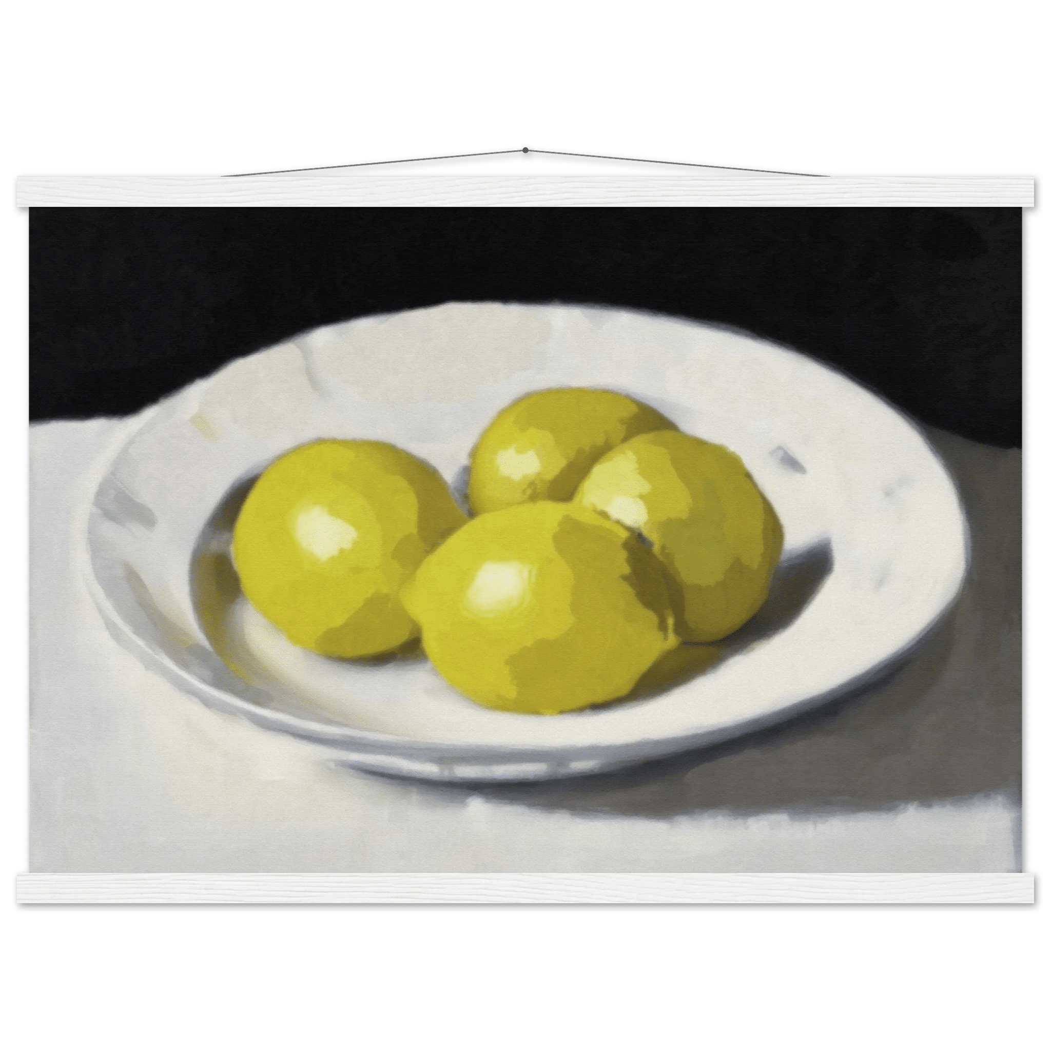 Lemons Print | Three Lemons Oil Painting Wall Art | Kitchen Still Life Poster - Evergreen Posters