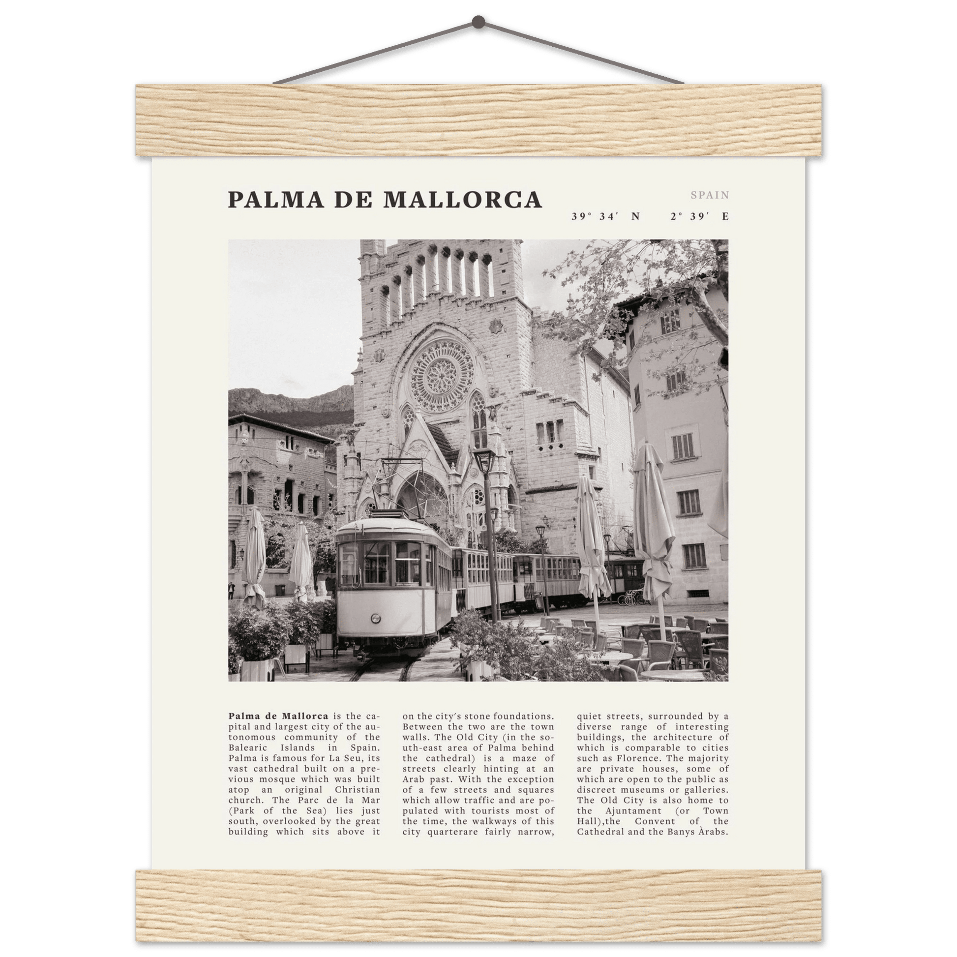Palma de Mallorca Poster | Black & White Spain Wall Art | Travel Print | Mediterranean Decor - Evergreen Posters