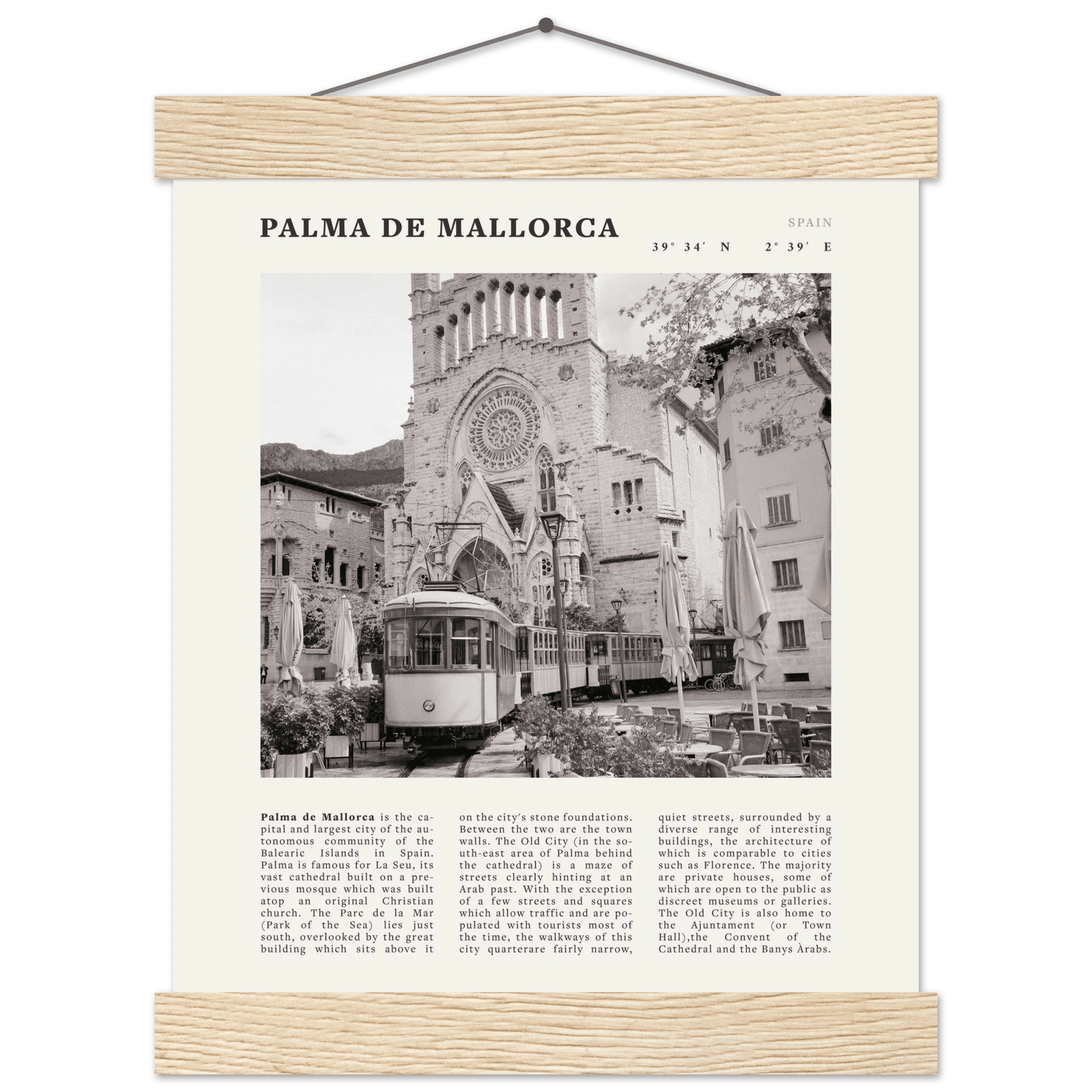 Palma de Mallorca Poster | Black & White Spain Wall Art | Travel Print | Mediterranean Decor - Evergreen Posters