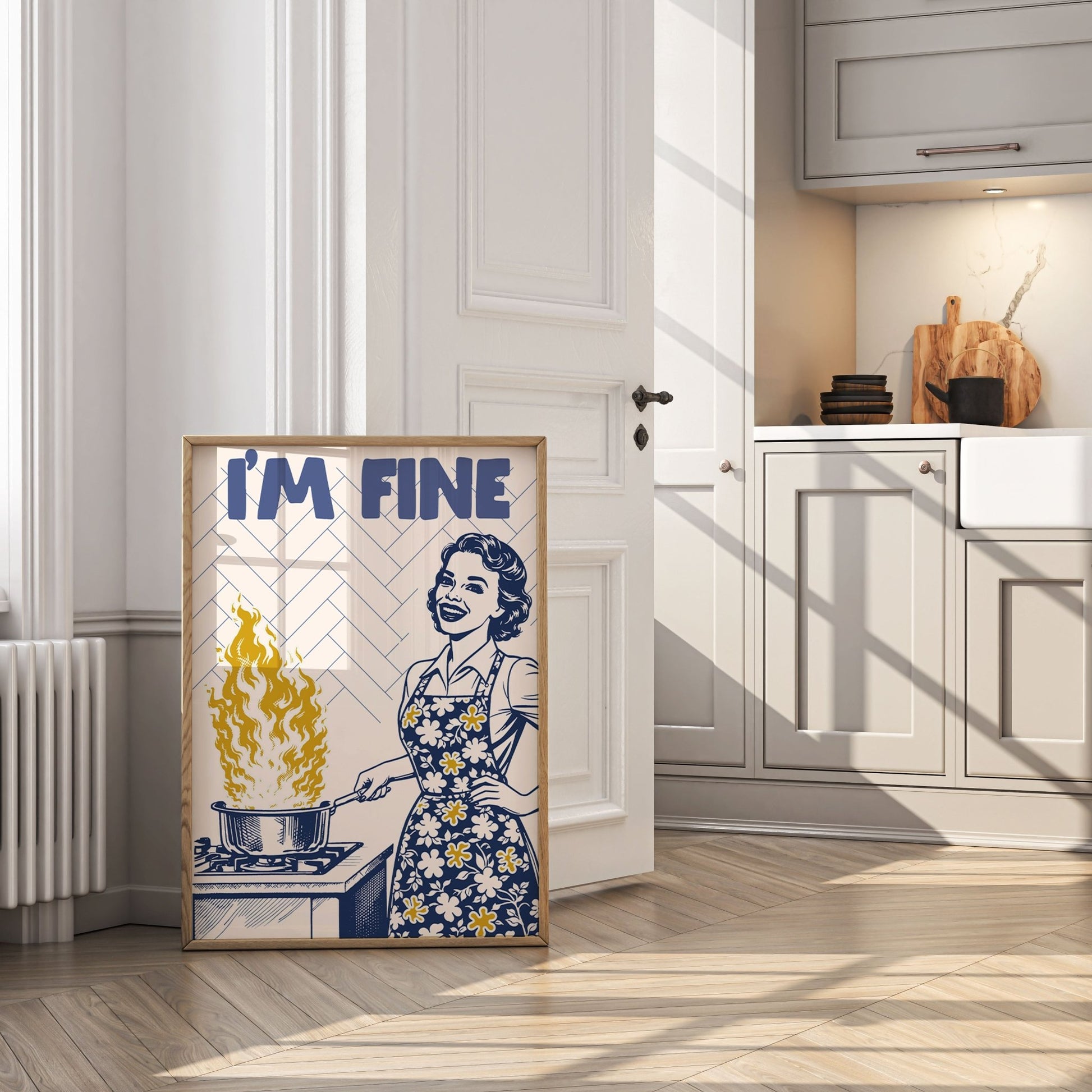 I'm Fine Poster – Funny Retro Kitchen Wall Art Print (Digital & Printed Options) - Evergreen Posters
