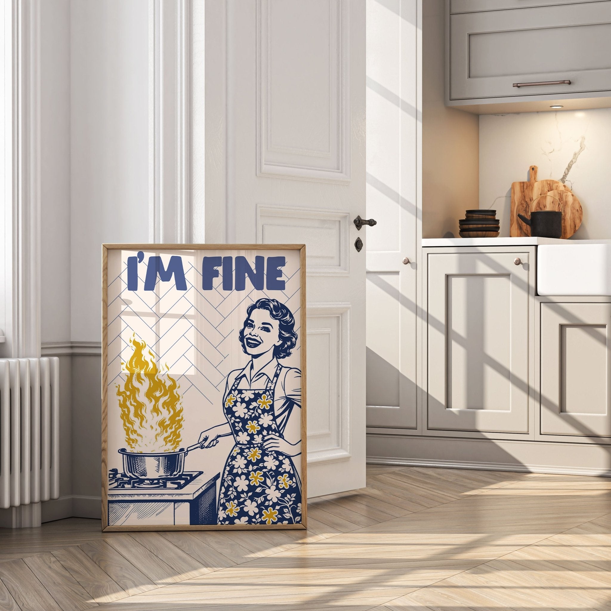 I'm Fine Poster – Funny Retro Kitchen Wall Art Print (Digital & Printed Options) - Evergreen Posters