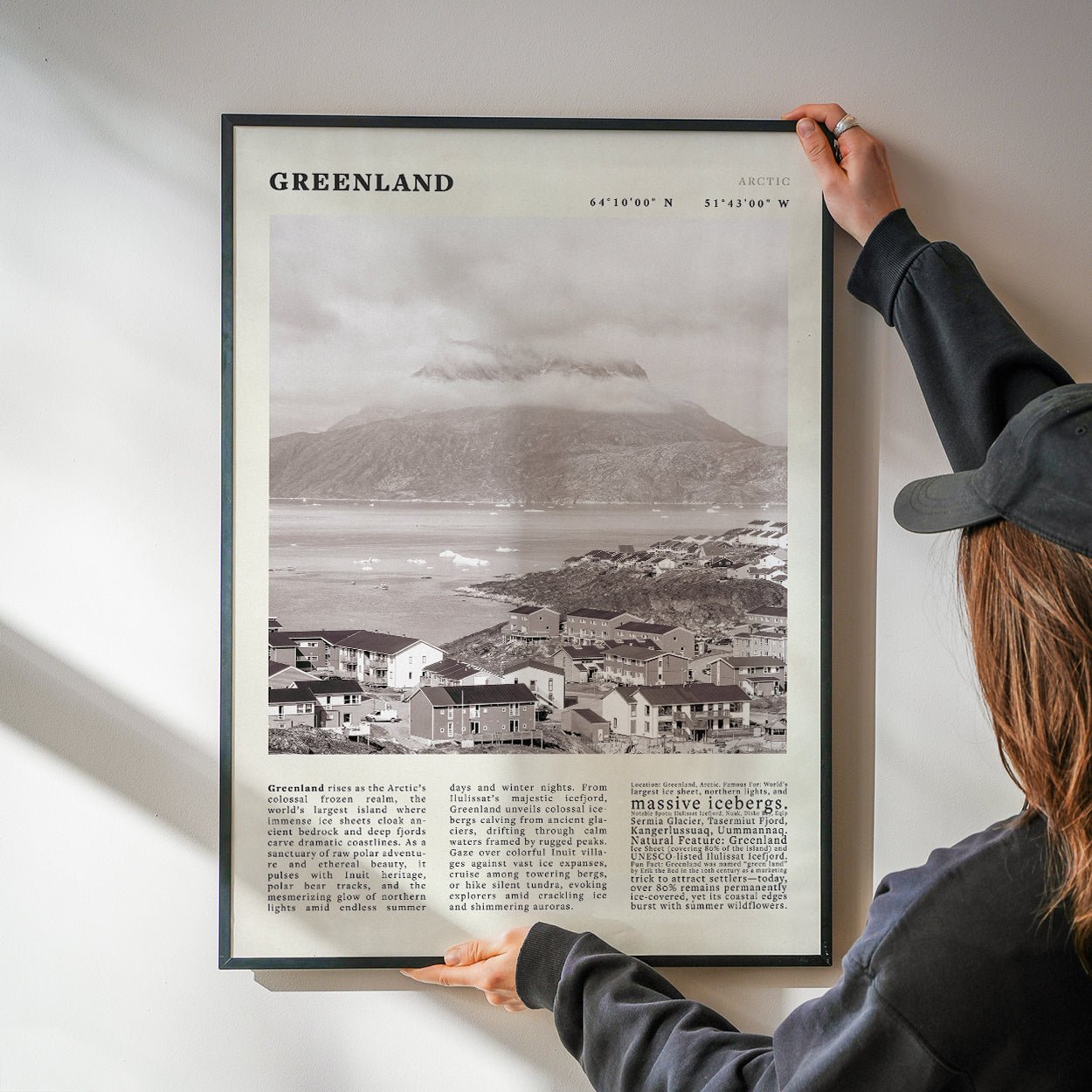 Greenland Poster Black and White – Vintage Arctic Fjord Landscape Print (Digital & Printed Options) - Evergreen Posters