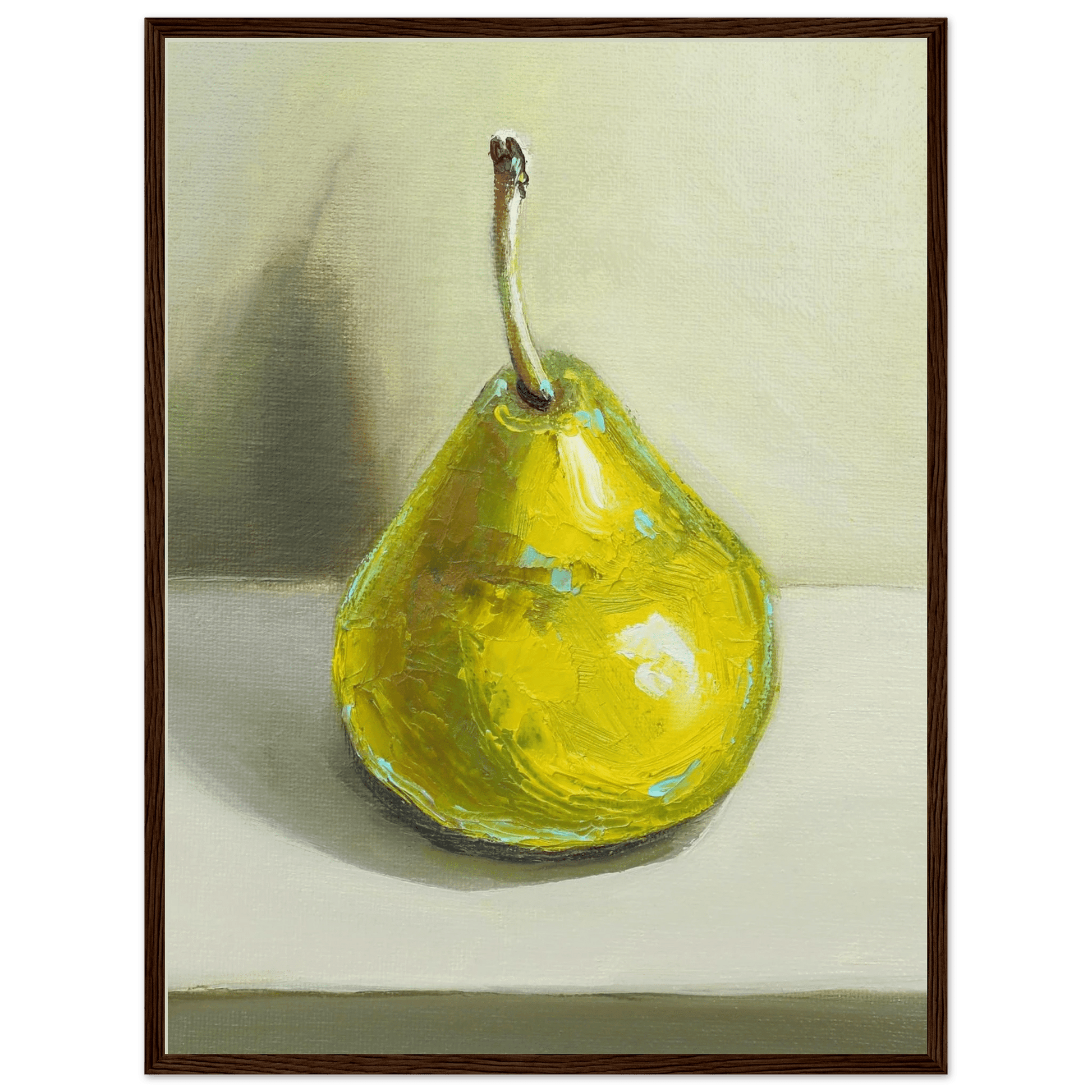 Pear Print | Green Pear Oil Painting Wall Art | Kitchen Poster - Evergreen Posters
