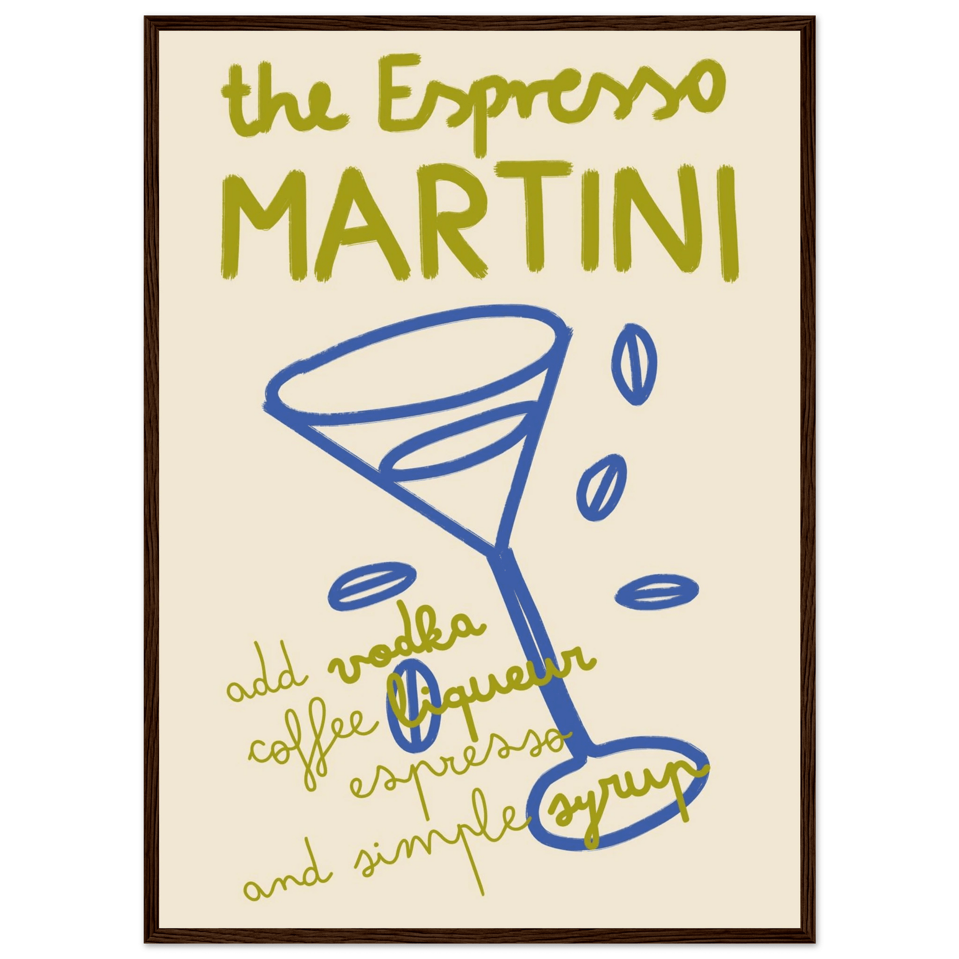 Espresso Martini Print | Cocktail Recipe Wall Art | Kitchen Bar Poster - Evergreen Posters