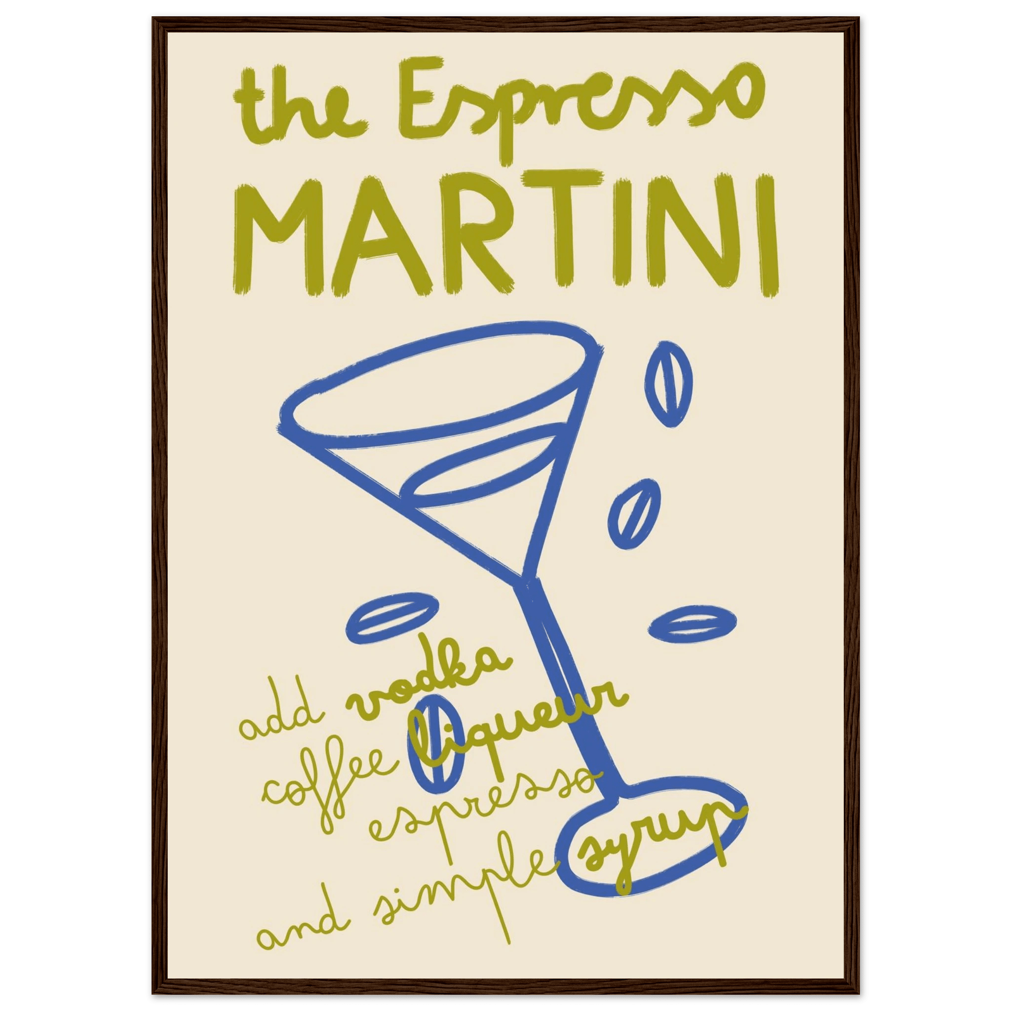 Espresso Martini Print | Cocktail Recipe Wall Art | Kitchen Bar Poster - Evergreen Posters