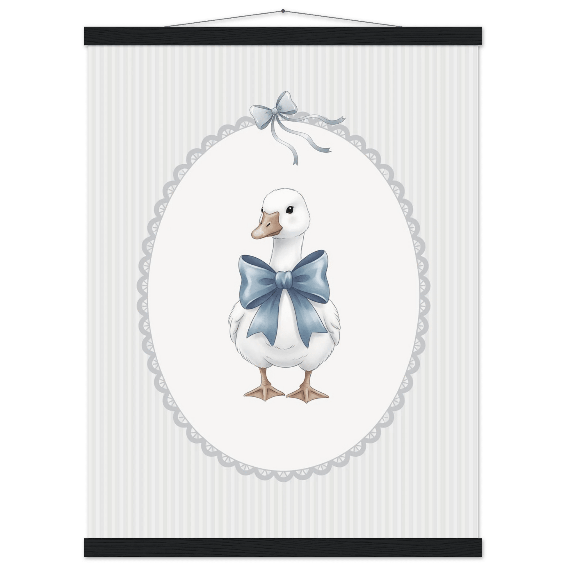Blue Bow Duck Nursery Poster – Sweet Baby Room Wall Art Print - Evergreen Posters