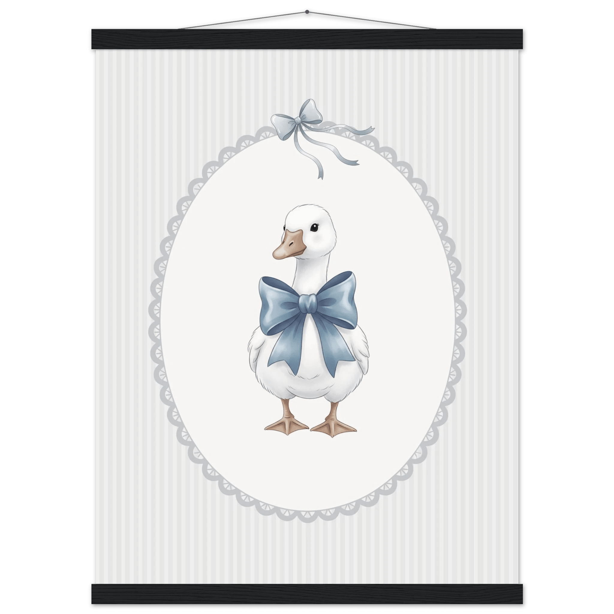Blue Bow Duck Nursery Poster – Sweet Baby Room Wall Art Print - Evergreen Posters