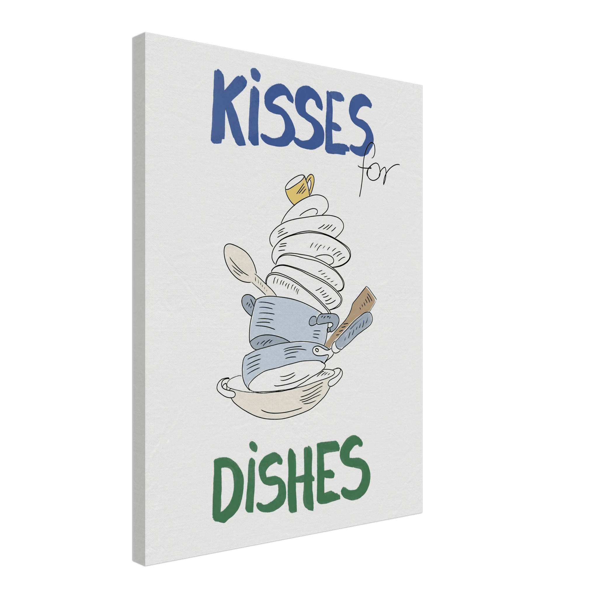 Kisses for Dishes Poster – Funny Kitchen Wall Art Print (Digital & Printed Options) - Evergreen Posters