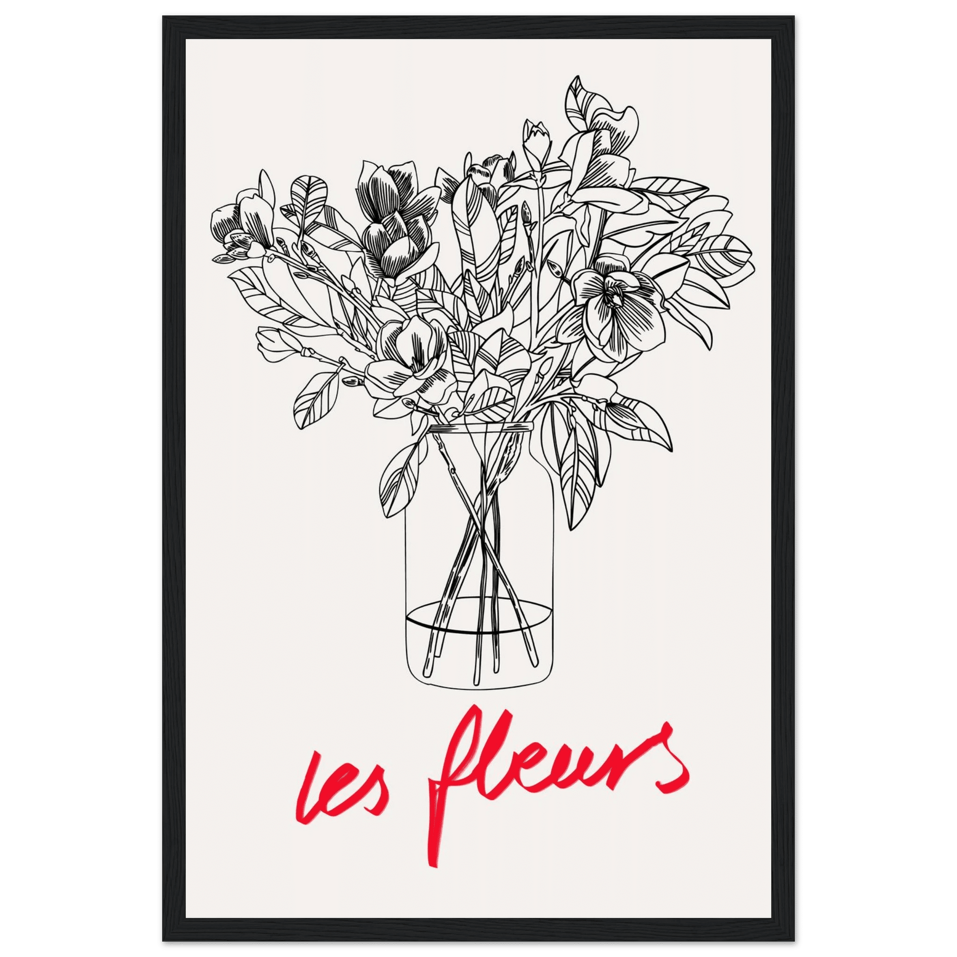 Les Fleurs Botanical Poster | French Flower Line Art Print | Minimalist Floral Wall Decor - Evergreen Posters