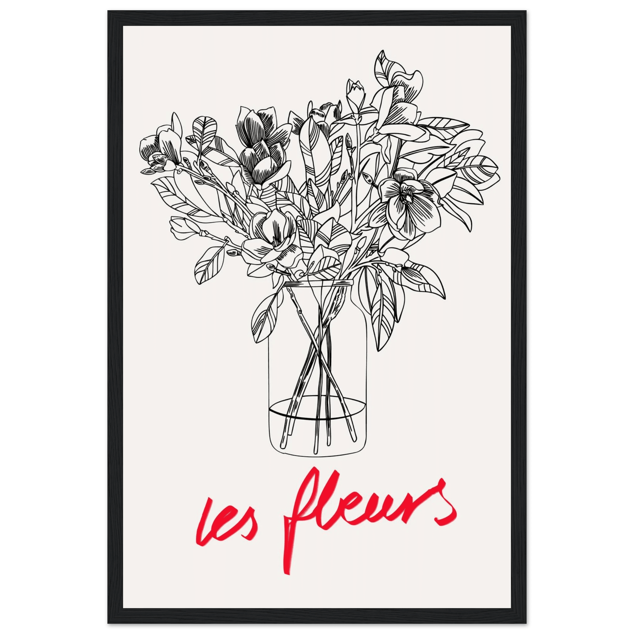 Les Fleurs Botanical Poster | French Flower Line Art Print | Minimalist Floral Wall Decor - Evergreen Posters