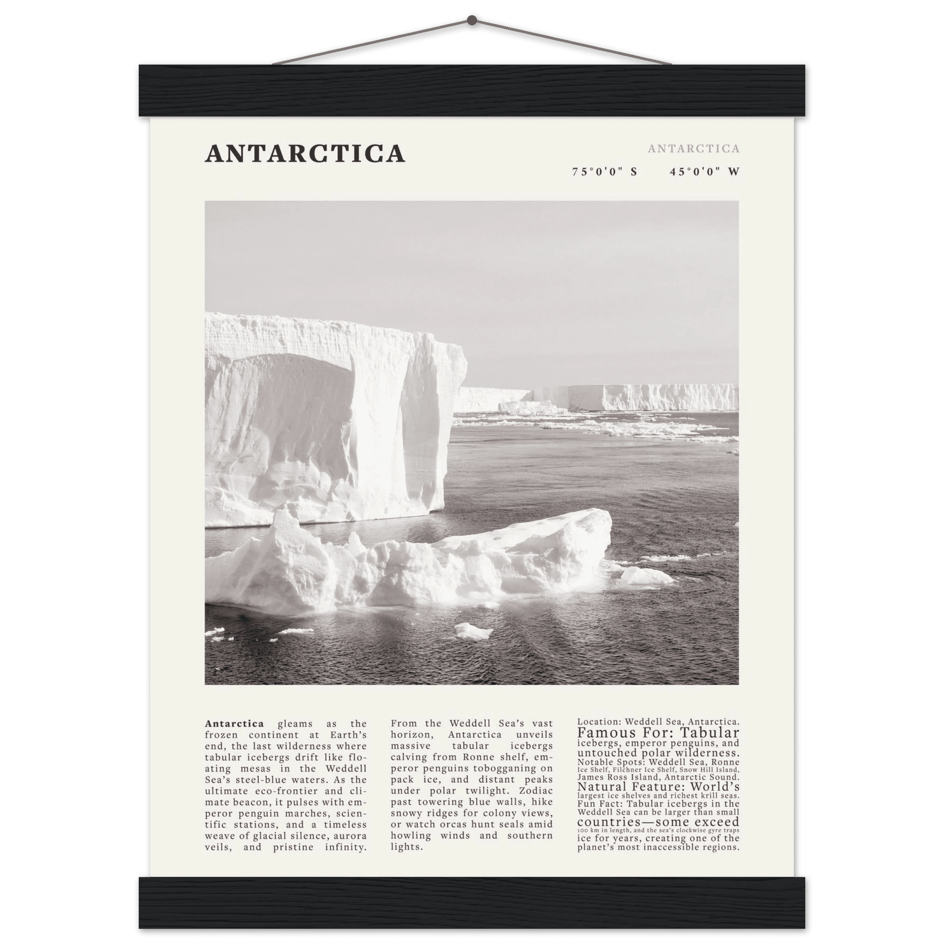Antarctica Poster Black and White – Vintage Weddell Sea Iceberg Print (Digital & Printed Options) - Evergreen Posters