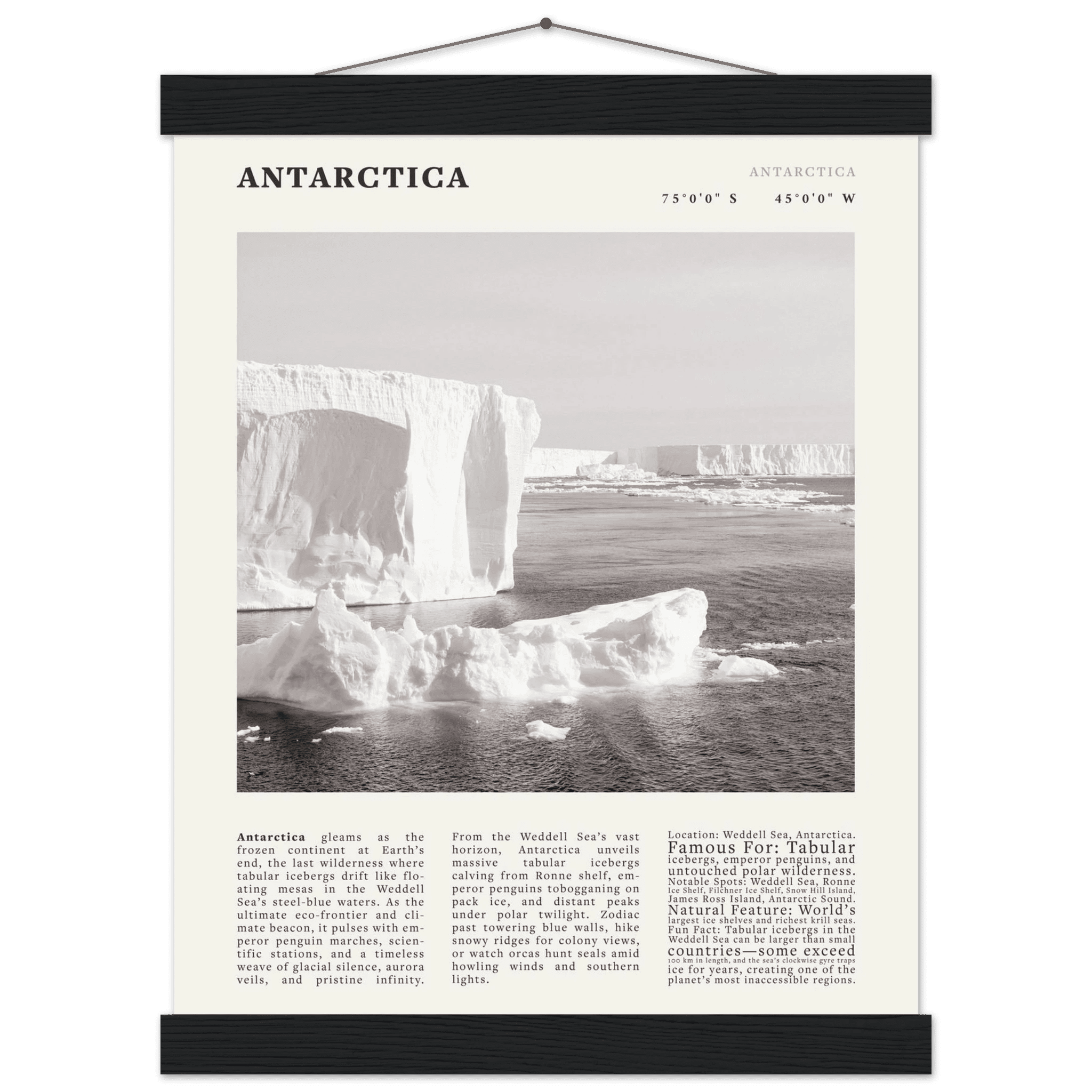 Antarctica Poster Black and White – Vintage Weddell Sea Iceberg Print (Digital & Printed Options) - Evergreen Posters