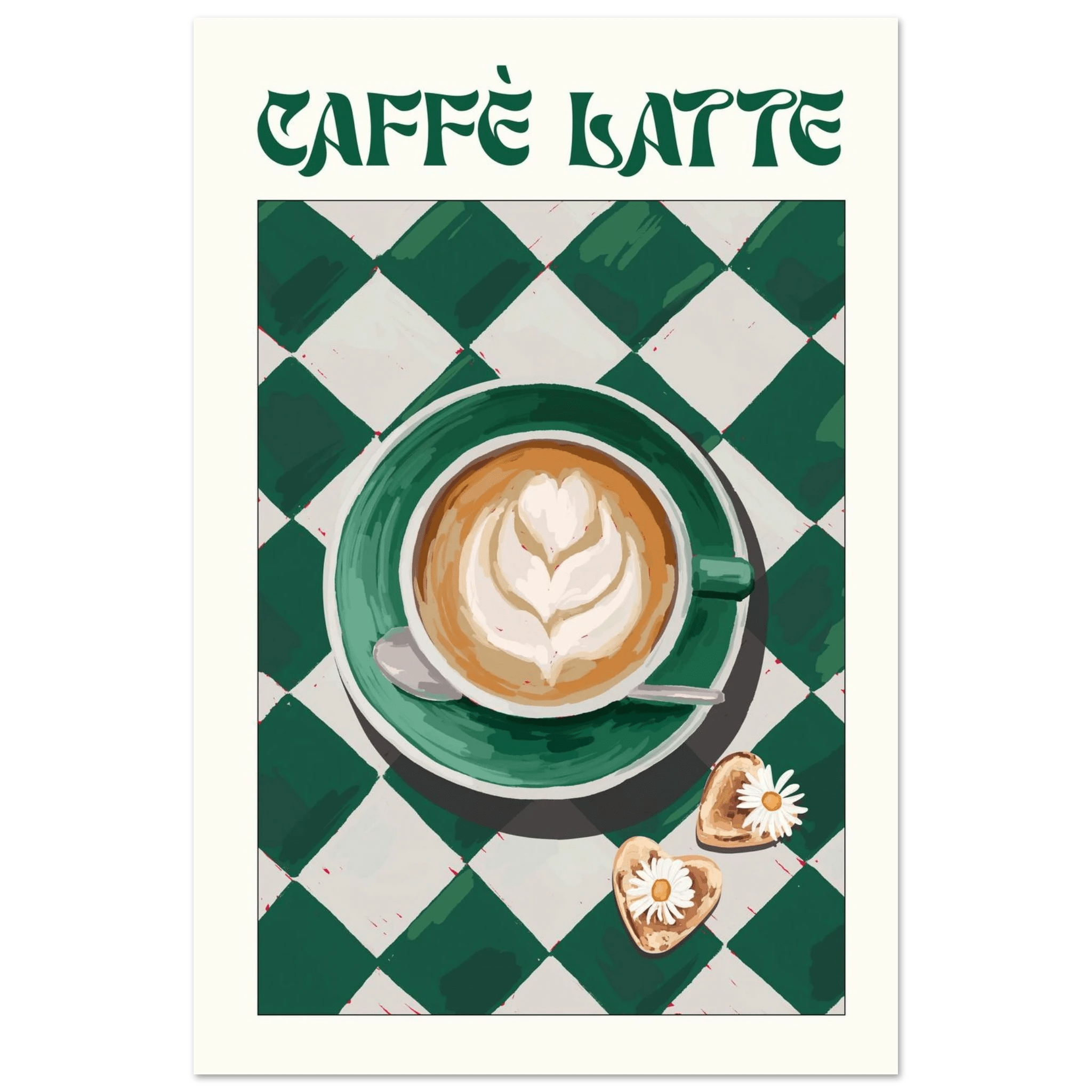 Caffè Latte Poster – Playful Coffee Kitchen Wall Art Print (Digital & Printed Options) - Evergreen Posters
