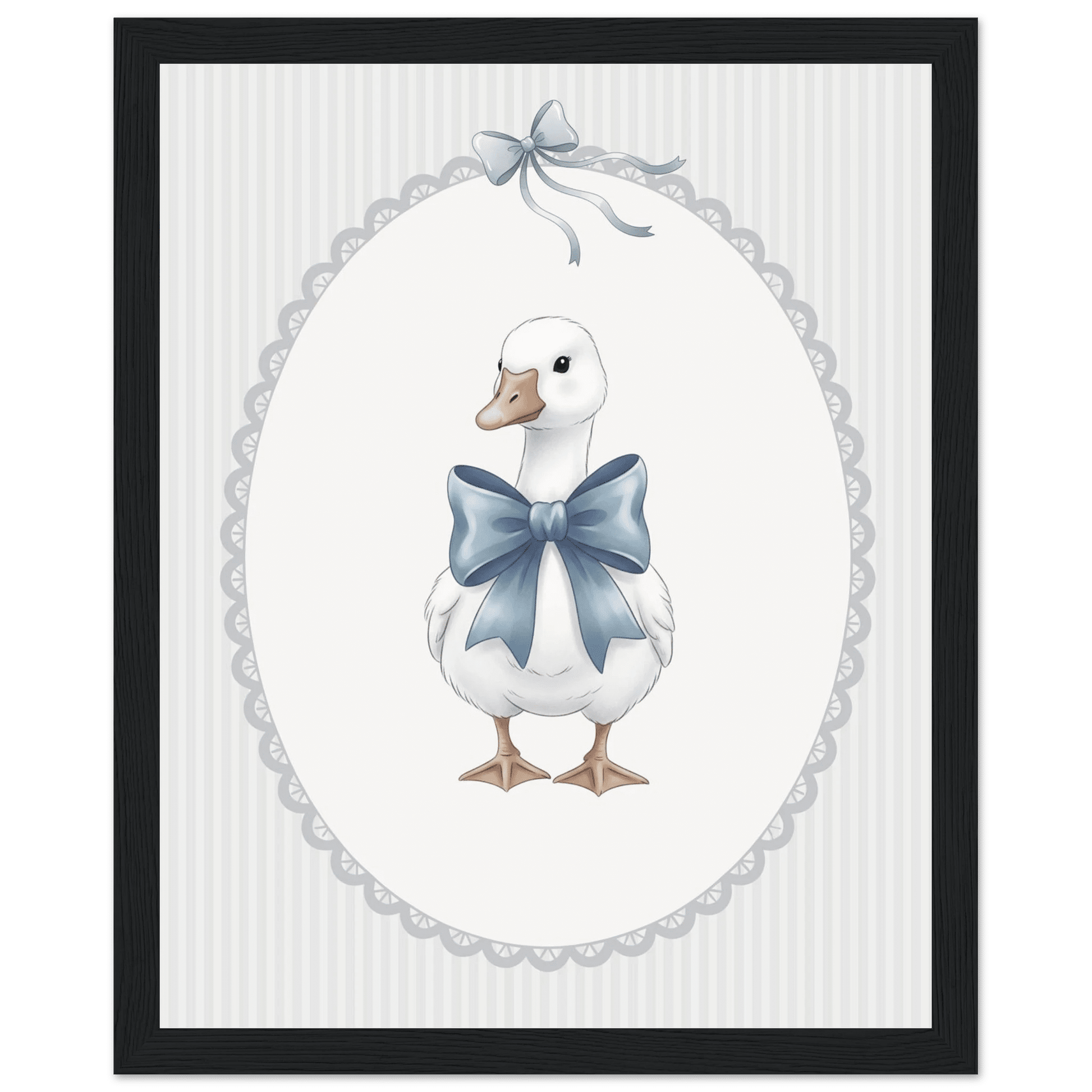 Blue Bow Duck Nursery Poster – Sweet Baby Room Wall Art Print - Evergreen Posters