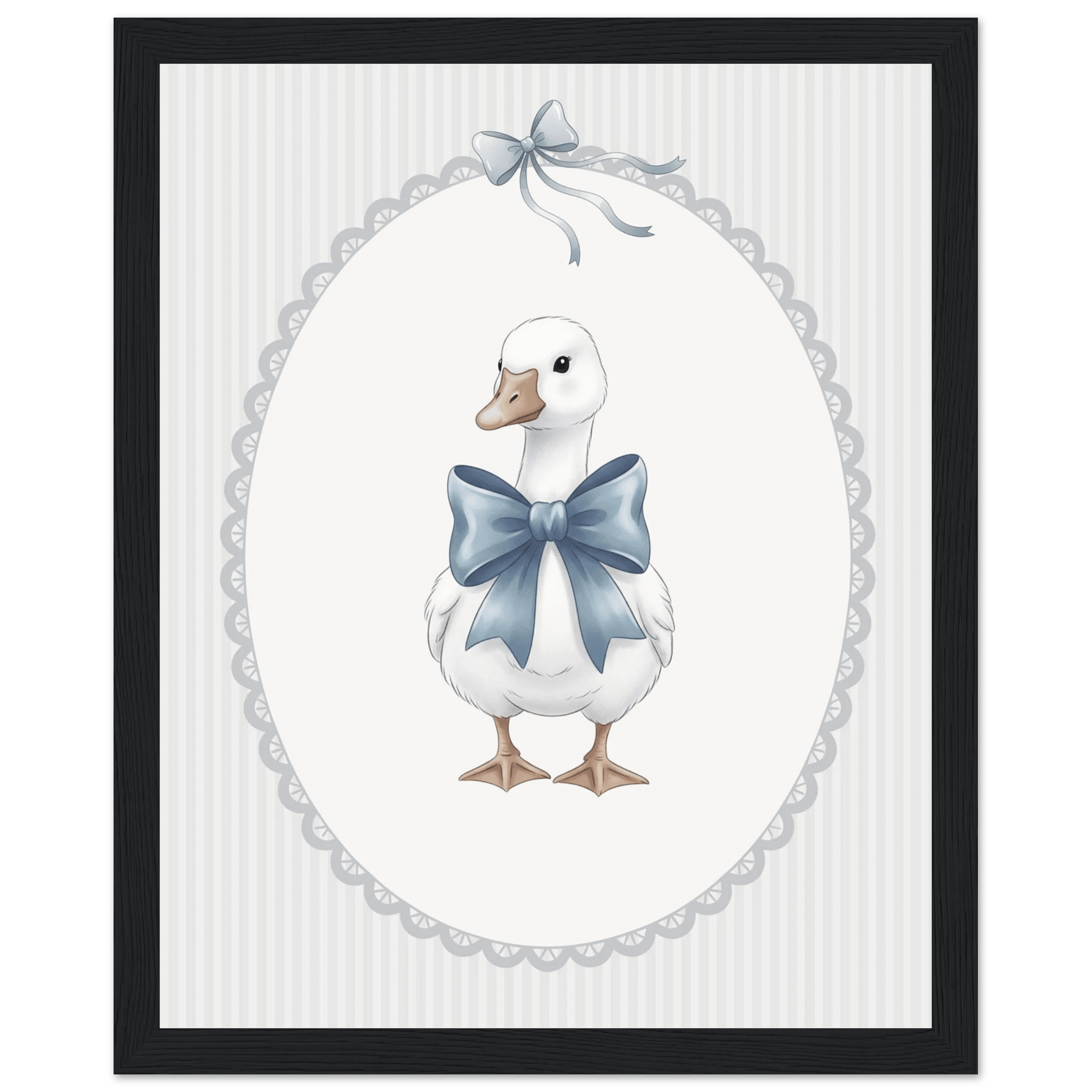 Blue Bow Duck Nursery Poster – Sweet Baby Room Wall Art Print - Evergreen Posters