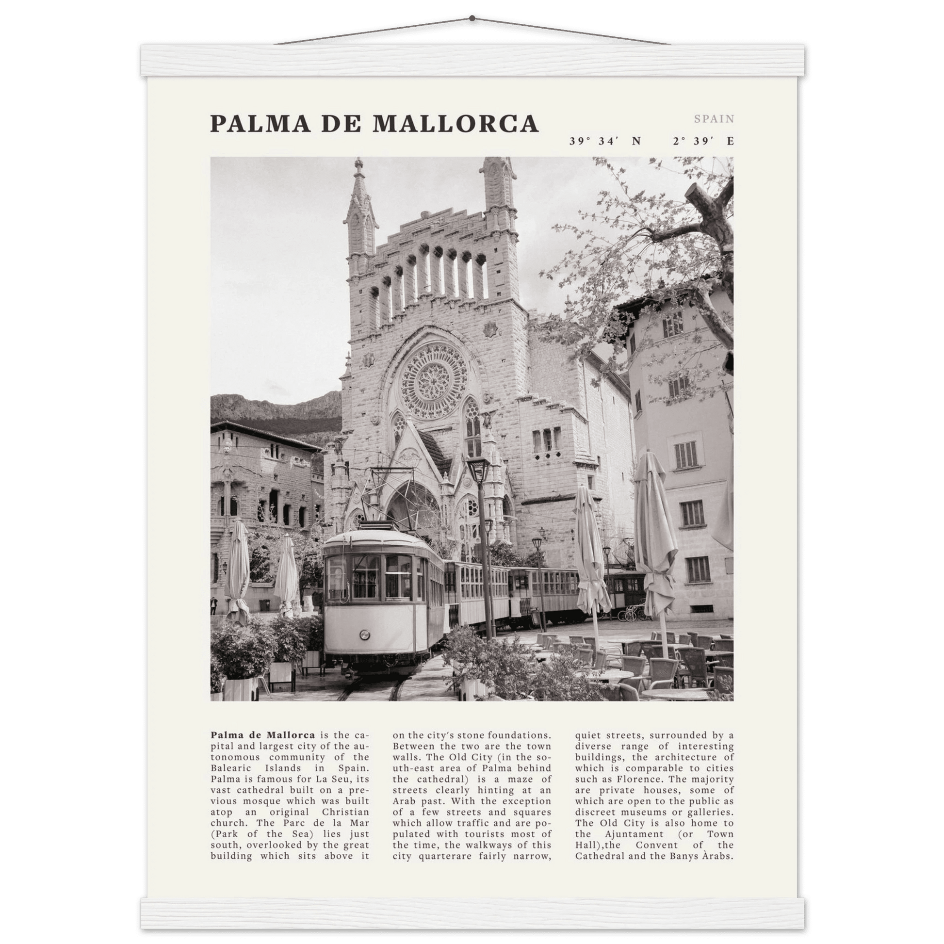 Palma de Mallorca Poster | Black & White Spain Wall Art | Travel Print | Mediterranean Decor - Evergreen Posters