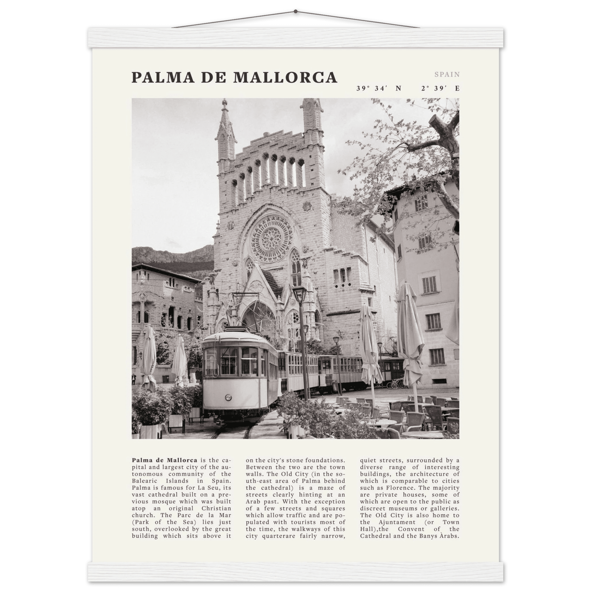 Palma de Mallorca Poster | Black & White Spain Wall Art | Travel Print | Mediterranean Decor - Evergreen Posters