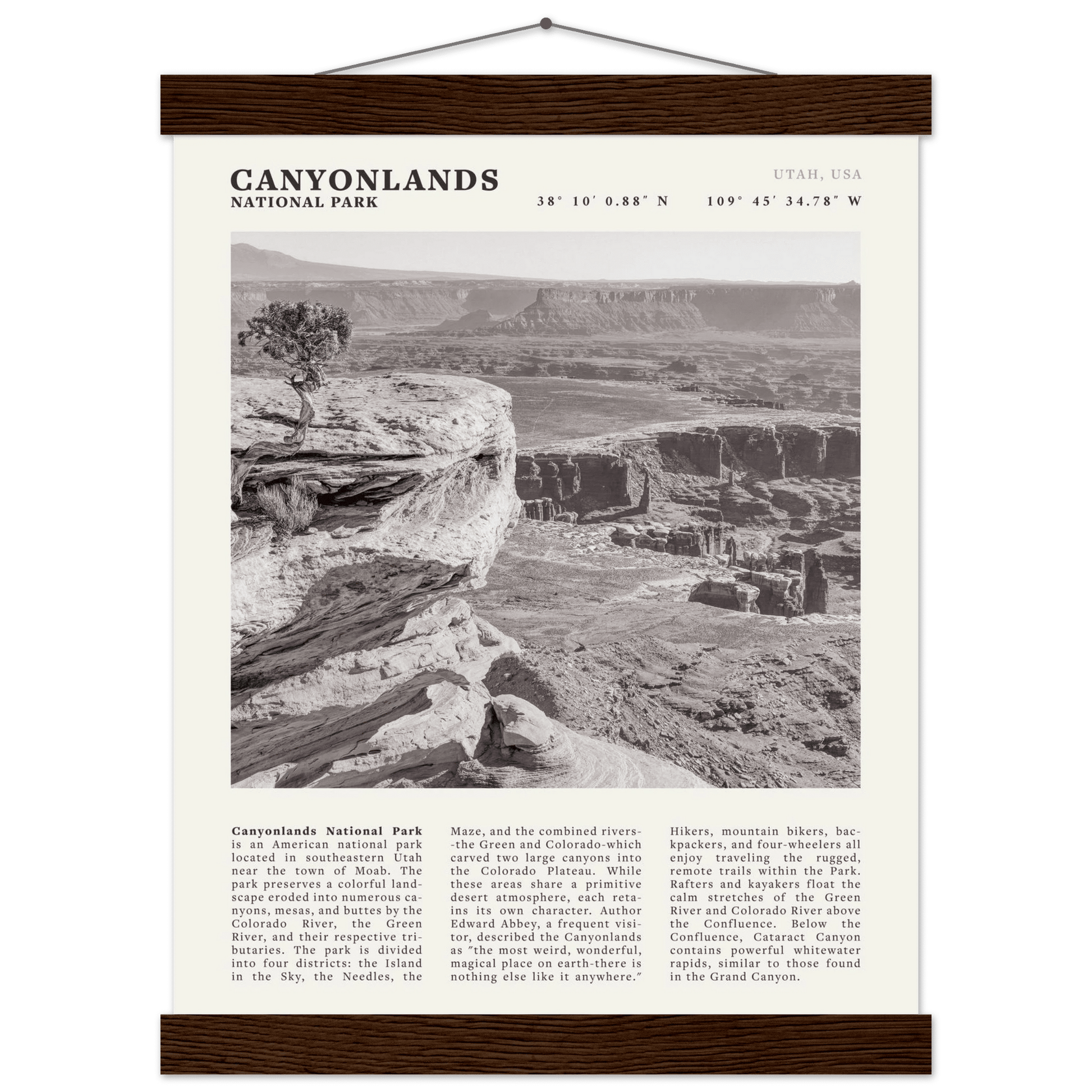 Canyonlands National Park Poster | Black & White Utah Wall Art | Canyon Travel Print - Evergreen Posters
