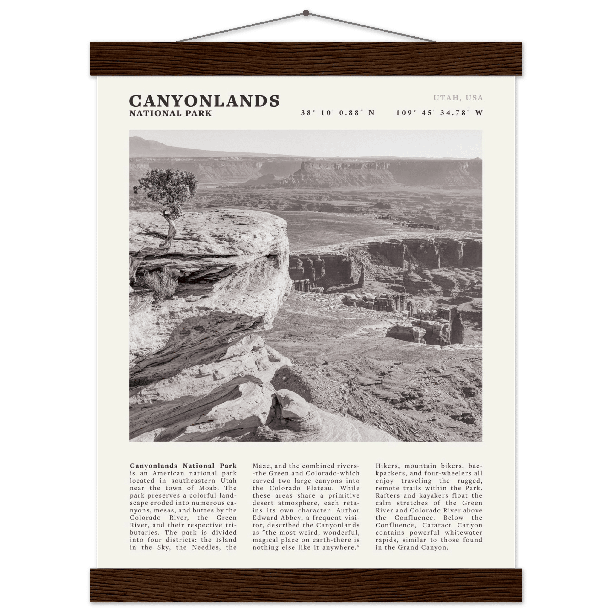 Canyonlands National Park Poster | Black & White Utah Wall Art | Canyon Travel Print - Evergreen Posters