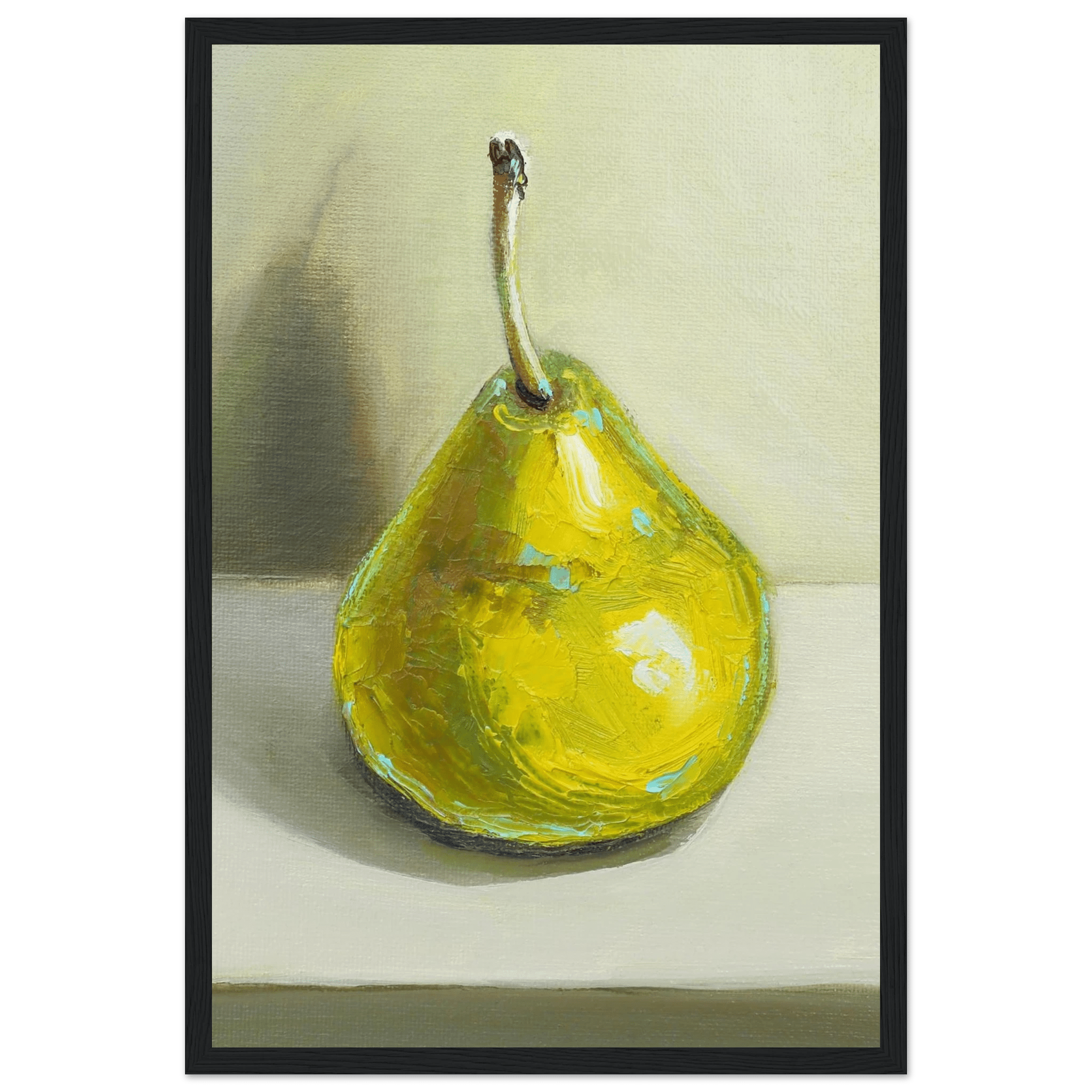 Pear Print | Green Pear Oil Painting Wall Art | Kitchen Poster - Evergreen Posters