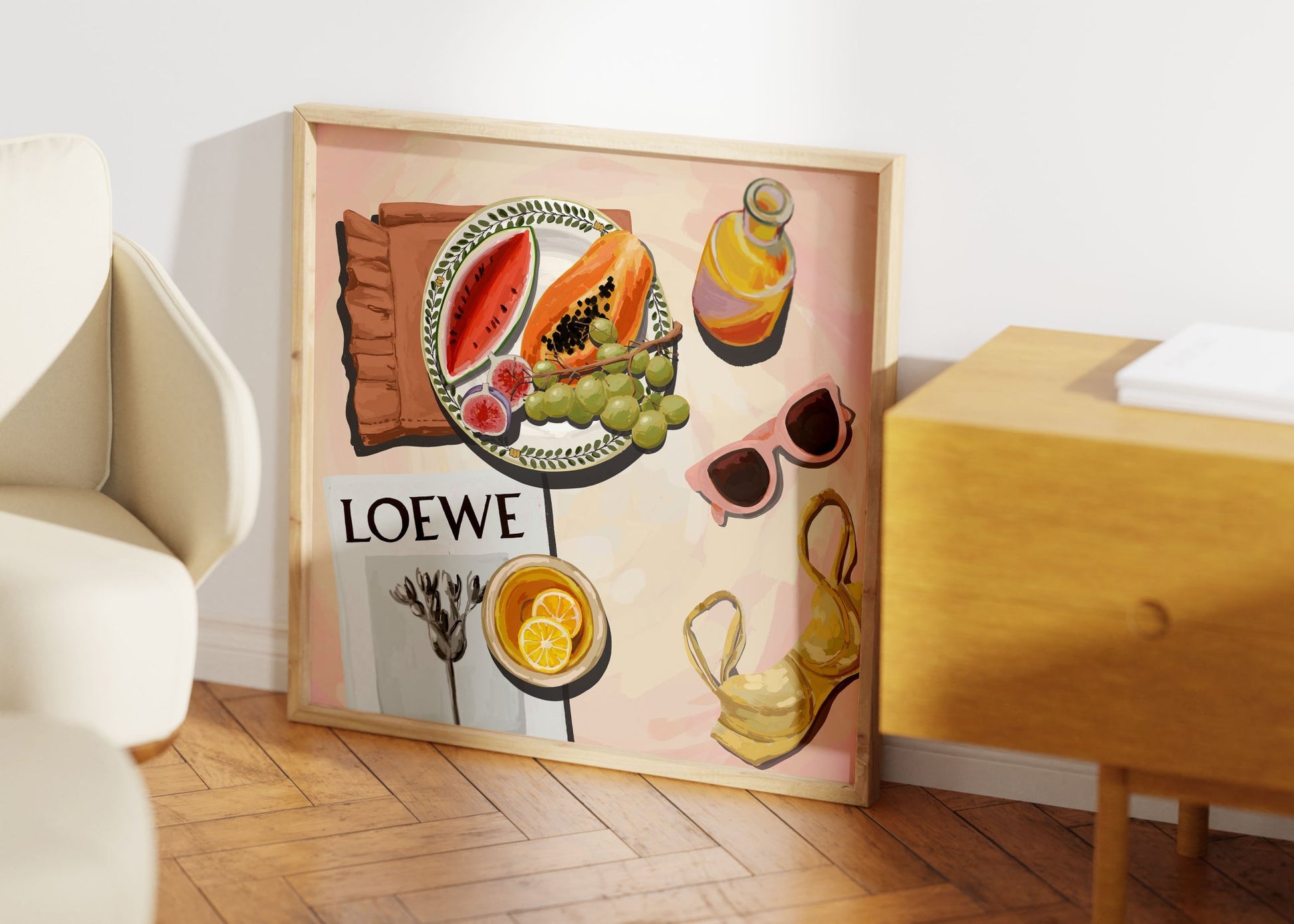 Loewe Summer Fruits Poster | Dopamine Decor Food Wall Art | Pastel Square Kitchen Print - Evergreen Posters - 42