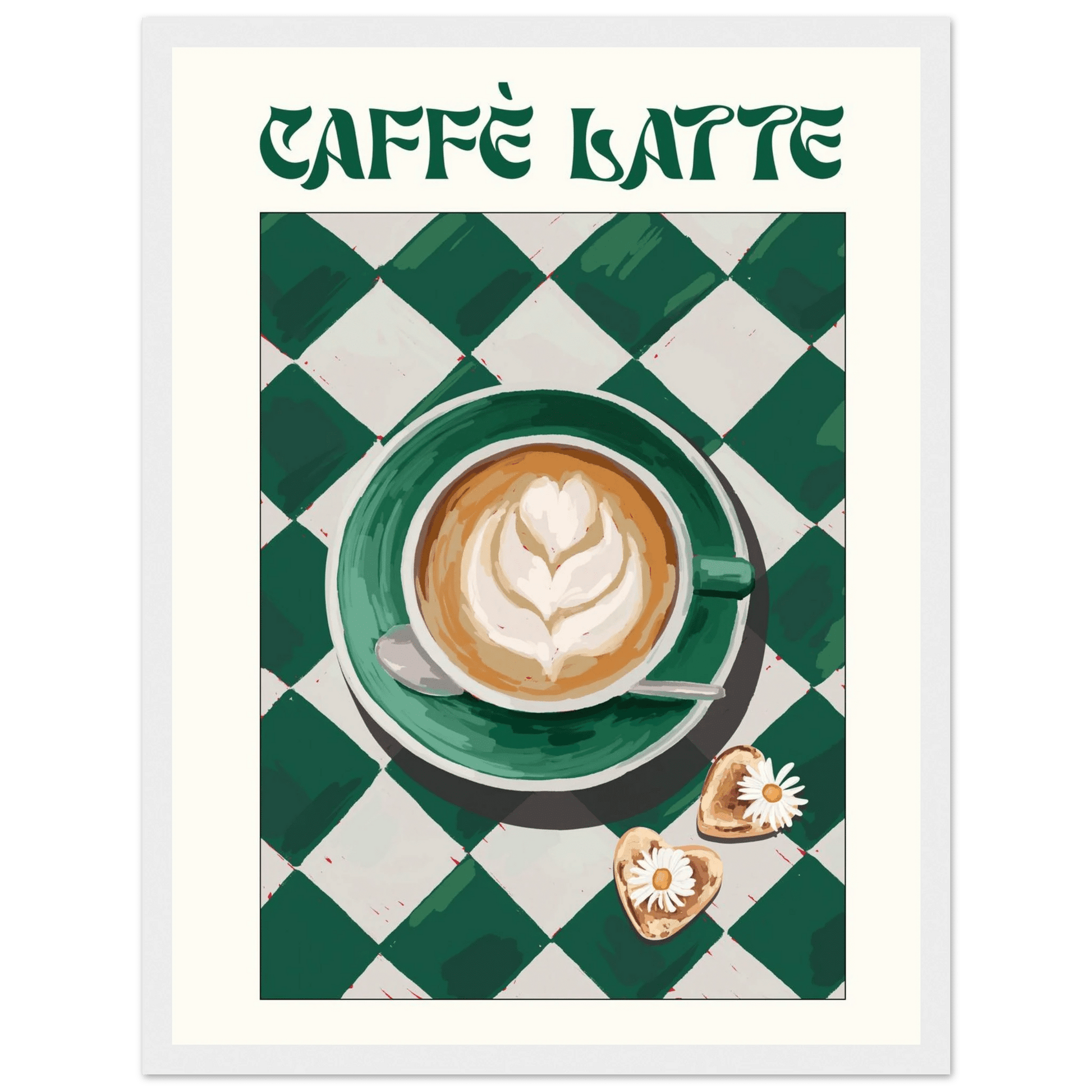 Caffè Latte Poster – Playful Coffee Kitchen Wall Art Print (Digital & Printed Options) - Evergreen Posters