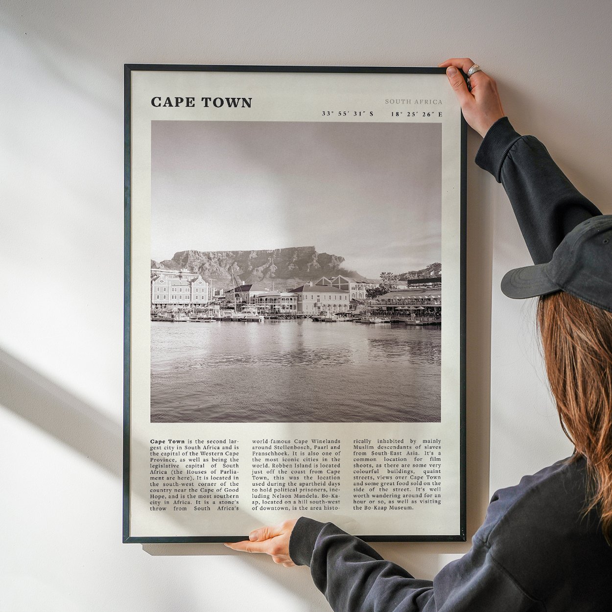 Cape Town Poster | Black & White Table Mountain Wall Art | South Africa Travel Print - Evergreen Posters
