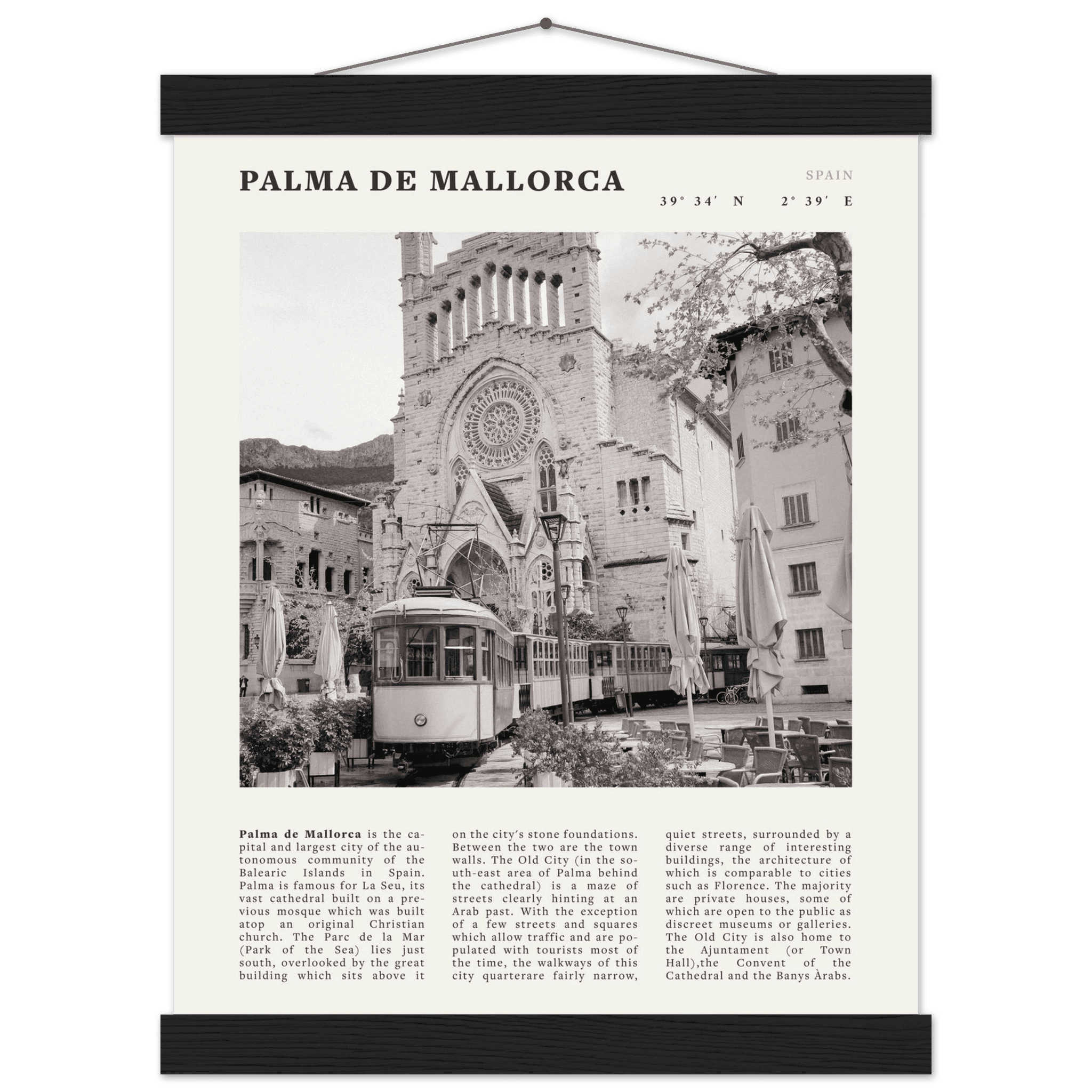 Palma de Mallorca Poster | Black & White Spain Wall Art | Travel Print | Mediterranean Decor - Evergreen Posters