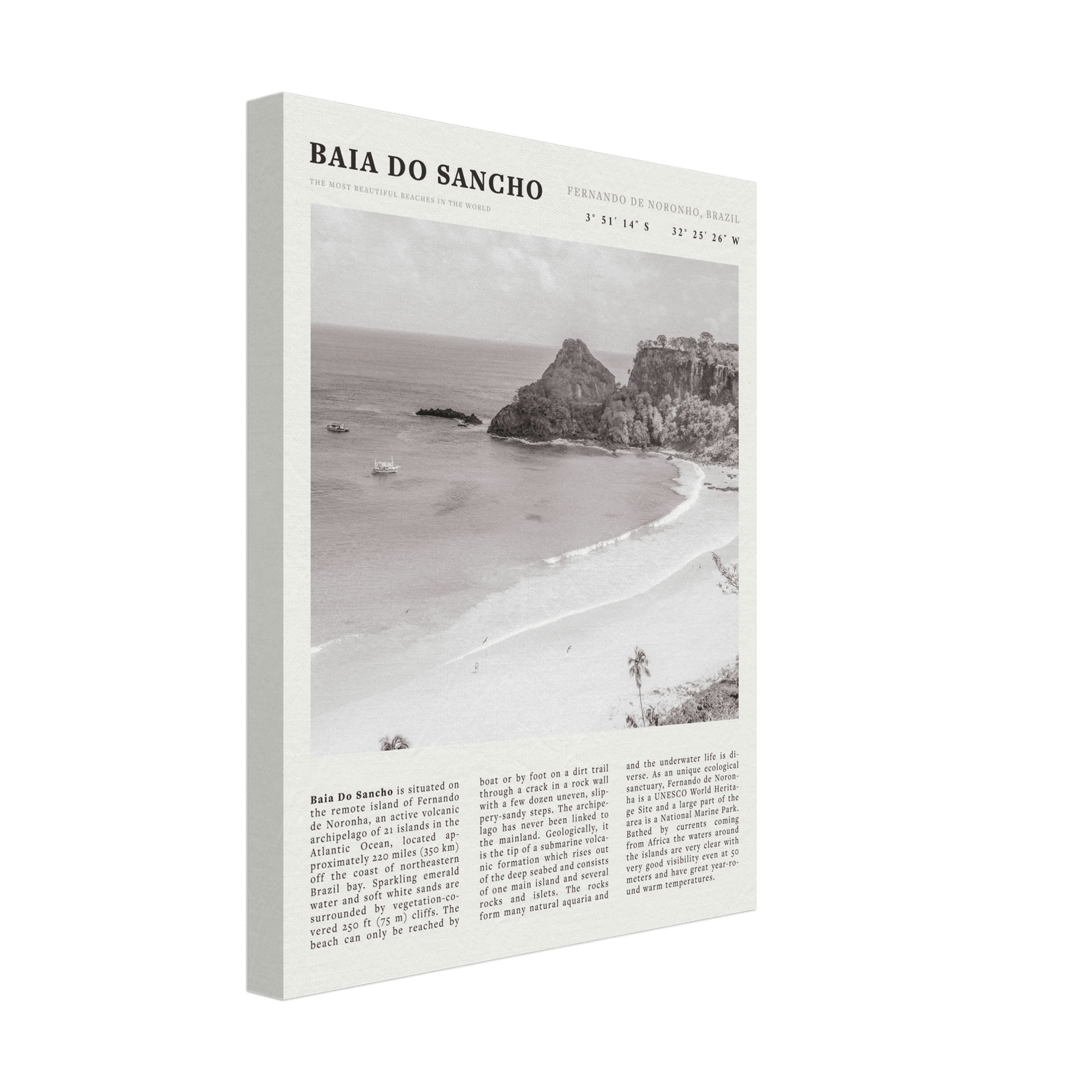 Baia Do Sancho Poster | Black & White Brazil Beach Wall Art | Fernando de Noronha - Evergreen Posters