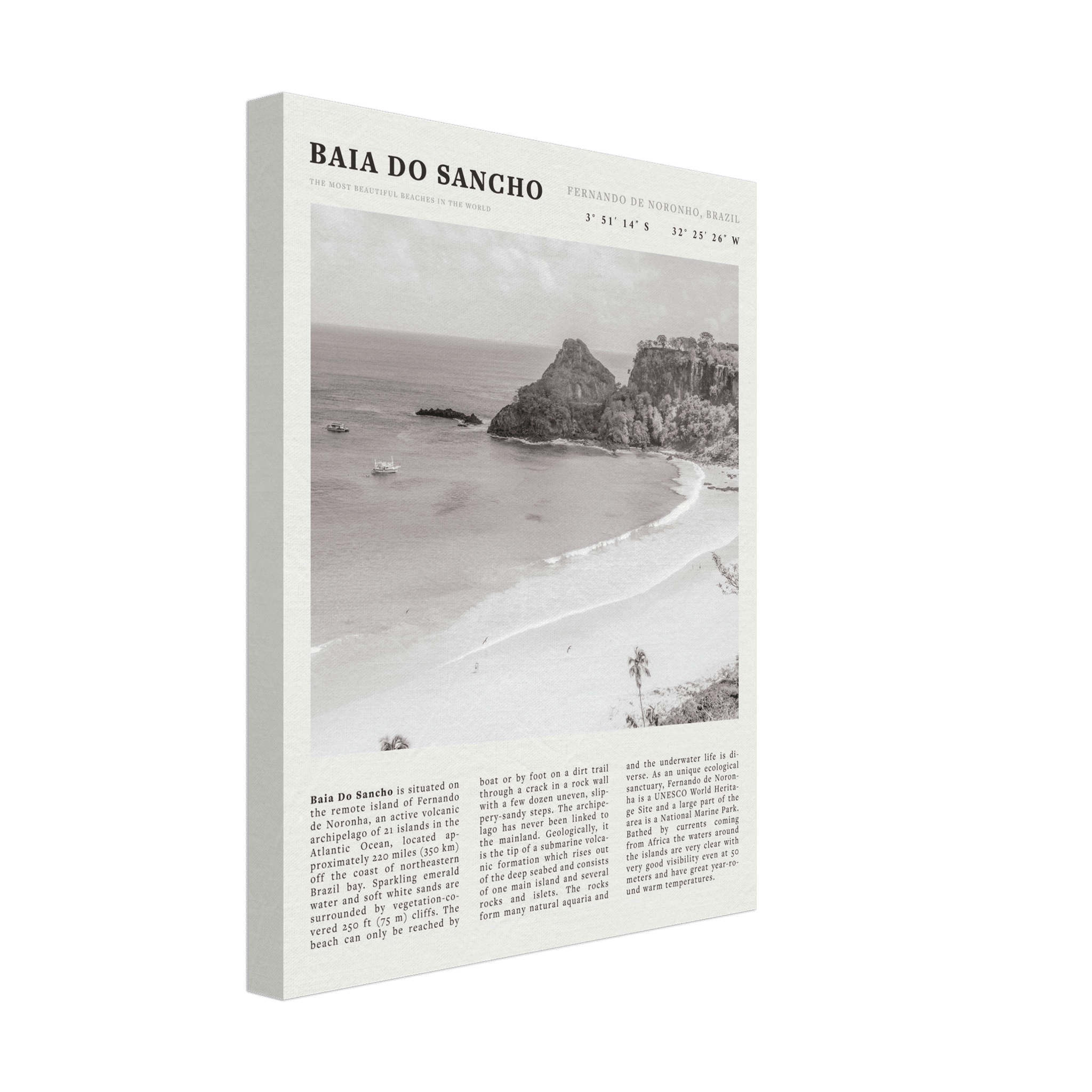 Baia Do Sancho Poster | Black & White Brazil Beach Wall Art | Fernando de Noronha - Evergreen Posters