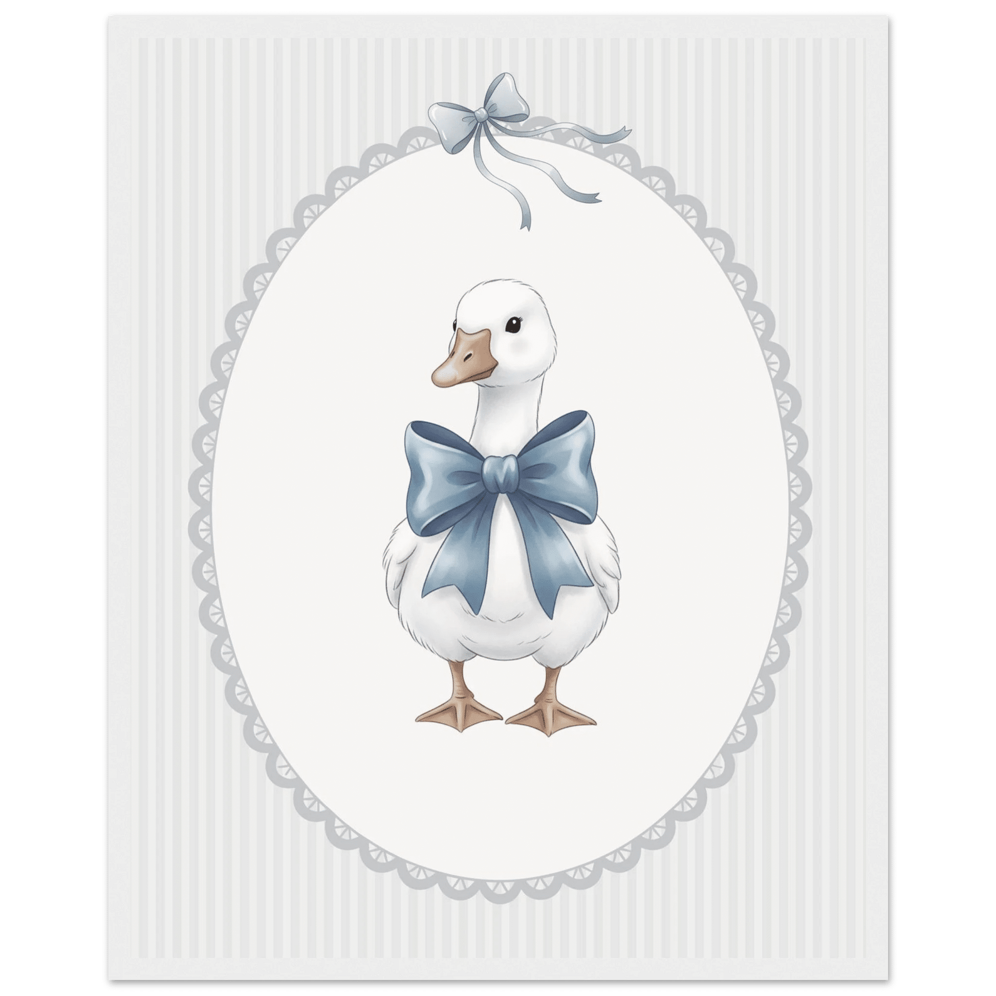 Blue Bow Duck Nursery Poster – Sweet Baby Room Wall Art Print - Evergreen Posters
