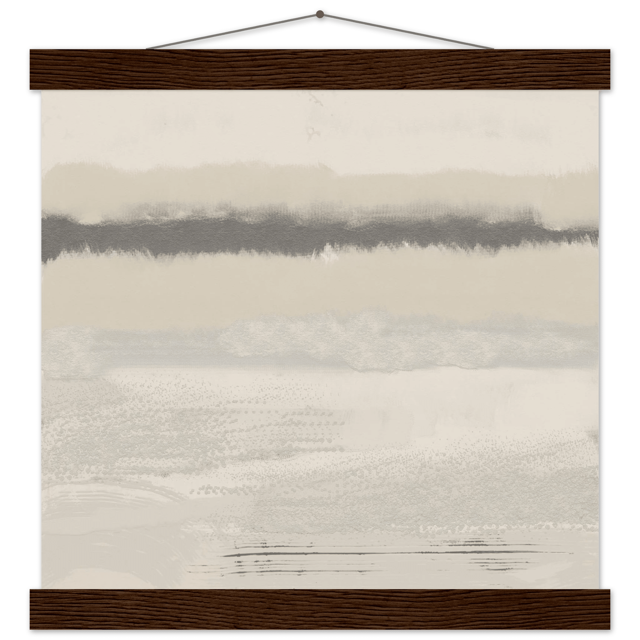 Misty Abstract Poster | Beige & Grey Textured Wall Art | Minimalist Square Print - Evergreen Posters