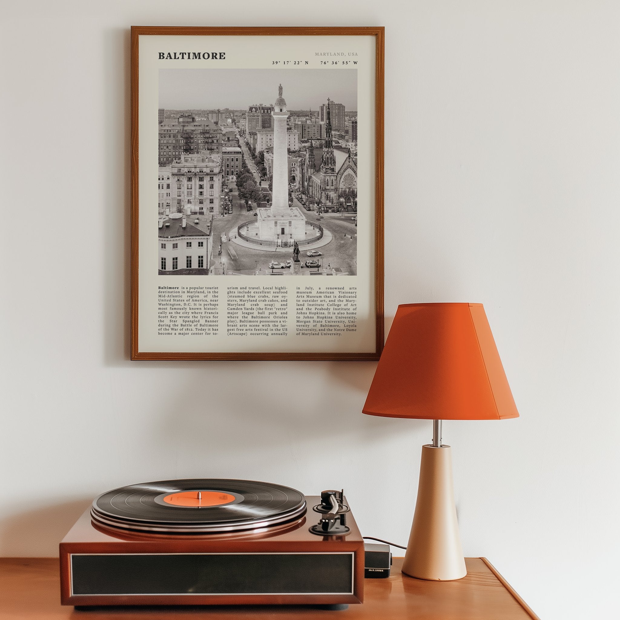 Baltimore Poster | Black & White Maryland City Wall Art | USA Travel Print - Evergreen Posters