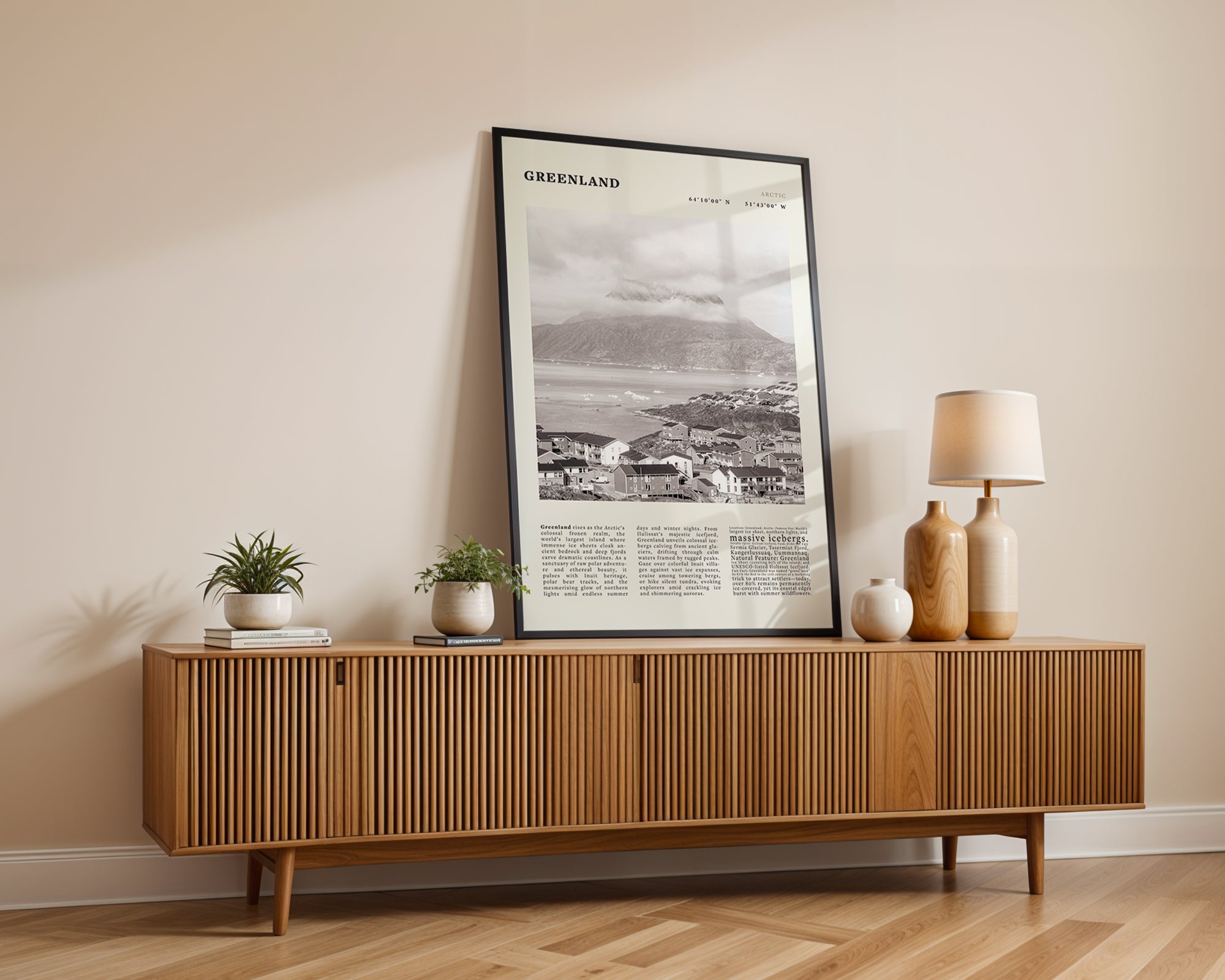 Greenland Poster Black and White – Vintage Arctic Fjord Landscape Print (Digital & Printed Options) - Evergreen Posters
