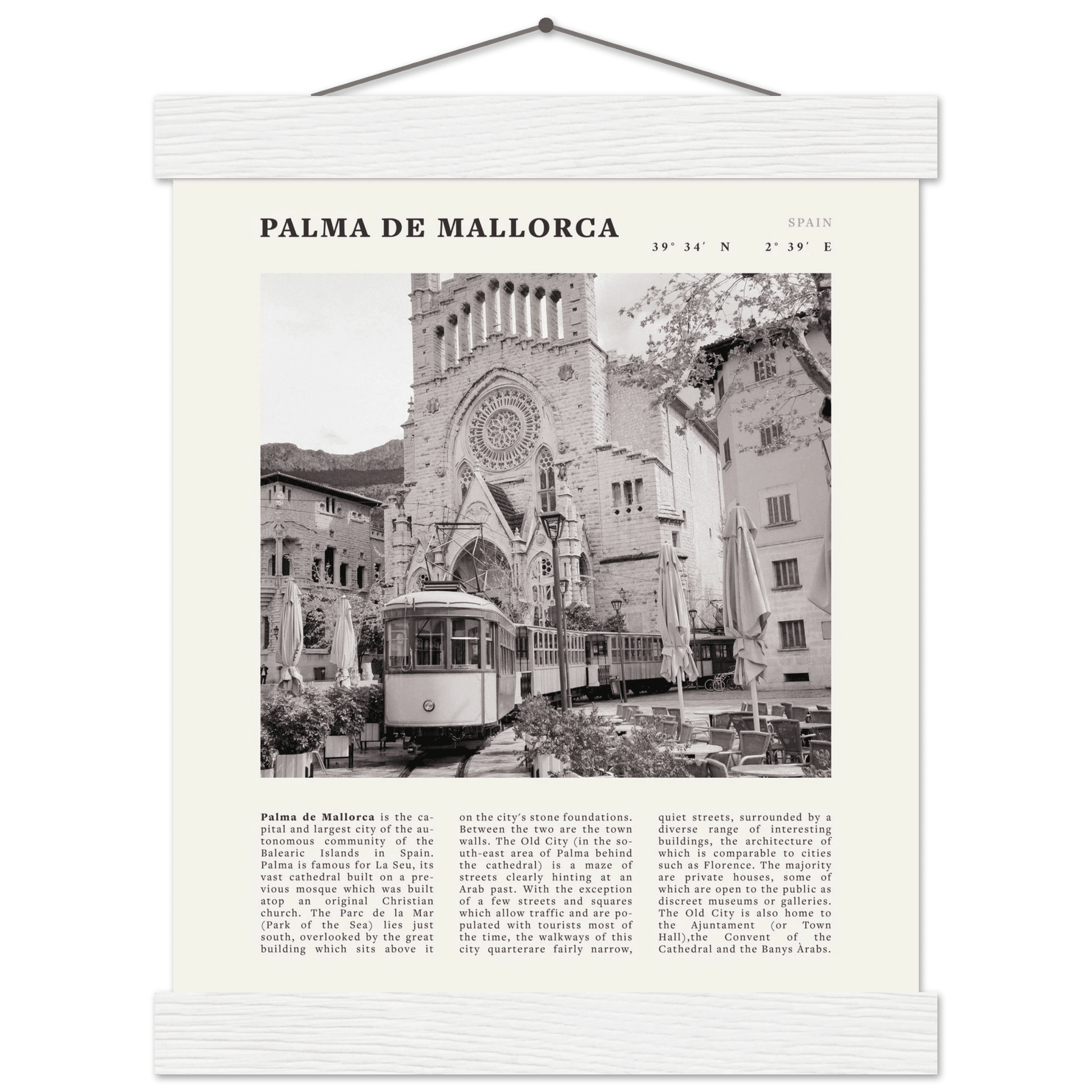 Palma de Mallorca Poster | Black & White Spain Wall Art | Travel Print | Mediterranean Decor - Evergreen Posters
