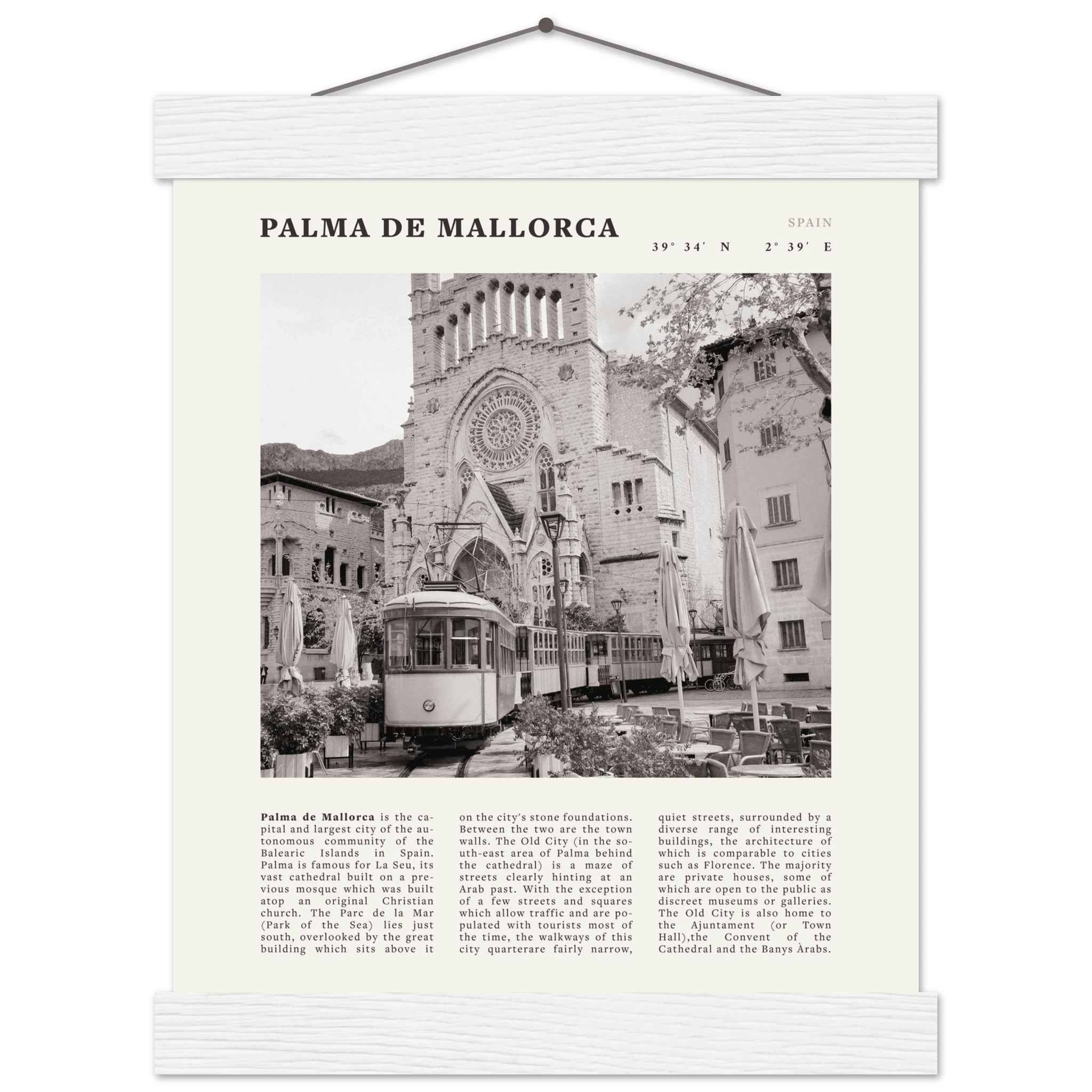 Palma de Mallorca Poster | Black & White Spain Wall Art | Travel Print | Mediterranean Decor - Evergreen Posters
