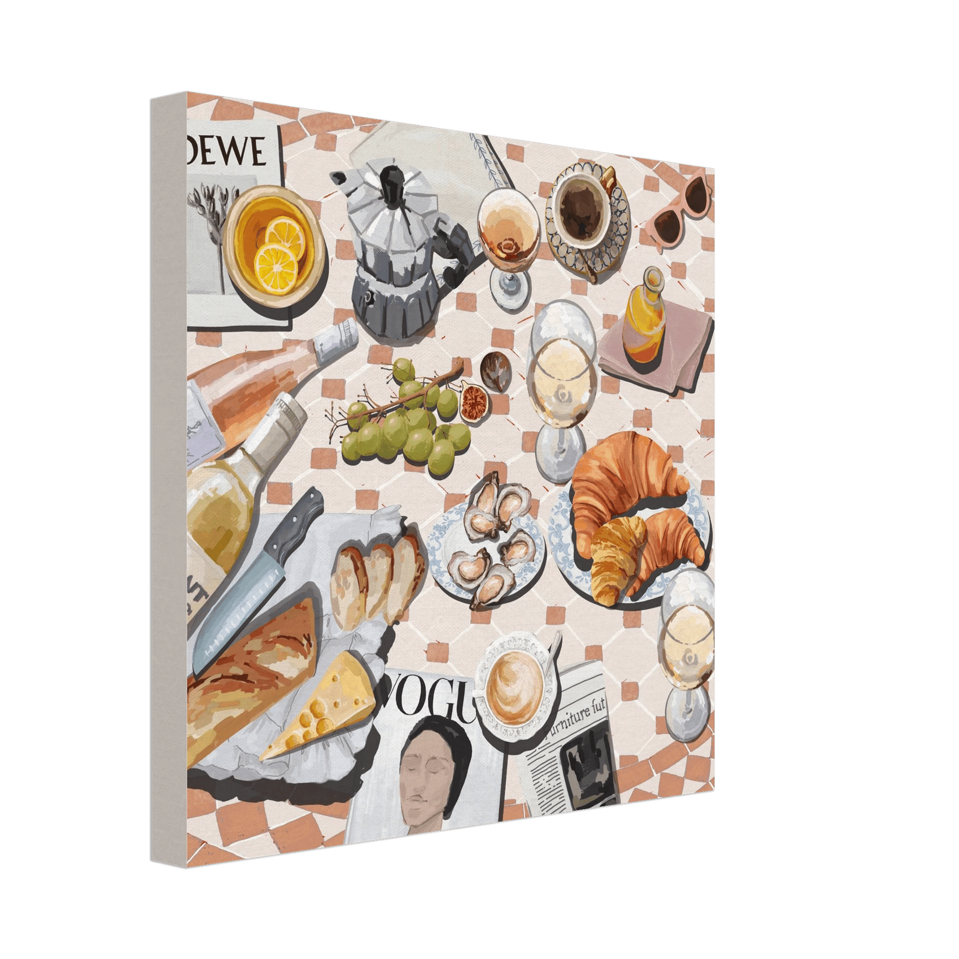 French Brunch Poster | Kitchen Decor Food Wall Art | Croissant & Coffee Square Print - Evergreen Posters - 33