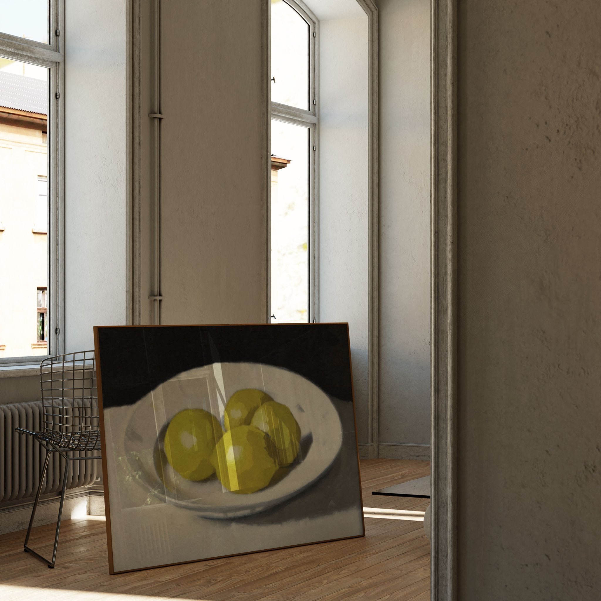 Lemons Print | Three Lemons Oil Painting Wall Art | Kitchen Still Life Poster - Evergreen Posters