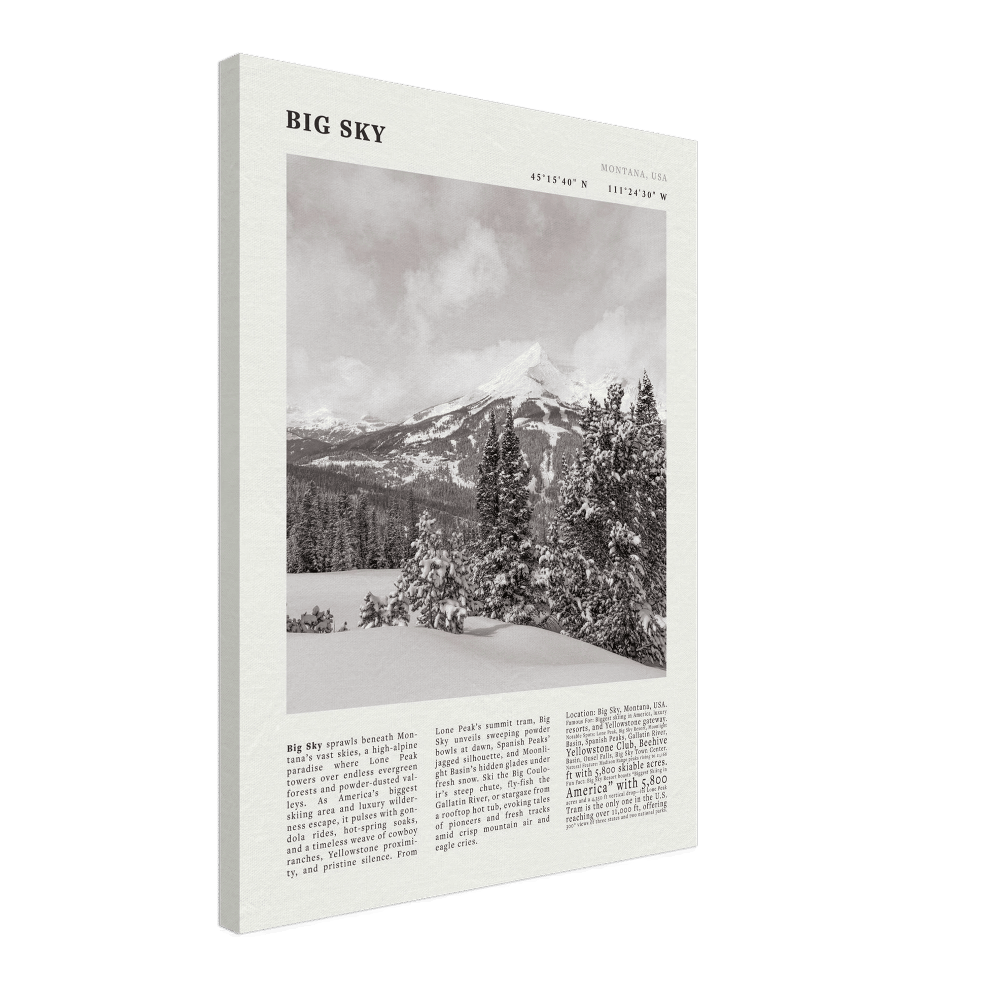 Big Sky Montana Poster Black and White – Vintage Lone Peak Ski Resort Print (Digital & Printed Options) - Evergreen Posters