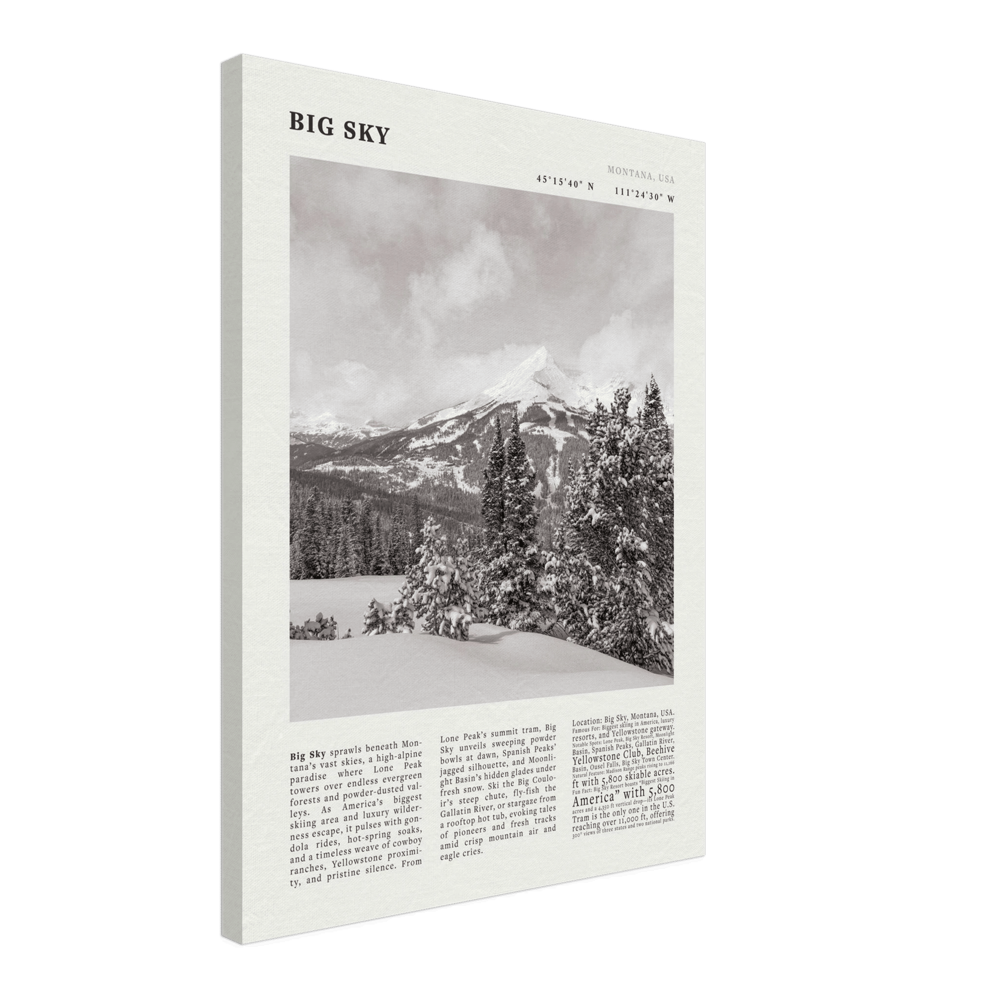 Big Sky Montana Poster Black and White – Vintage Lone Peak Ski Resort Print (Digital & Printed Options) - Evergreen Posters