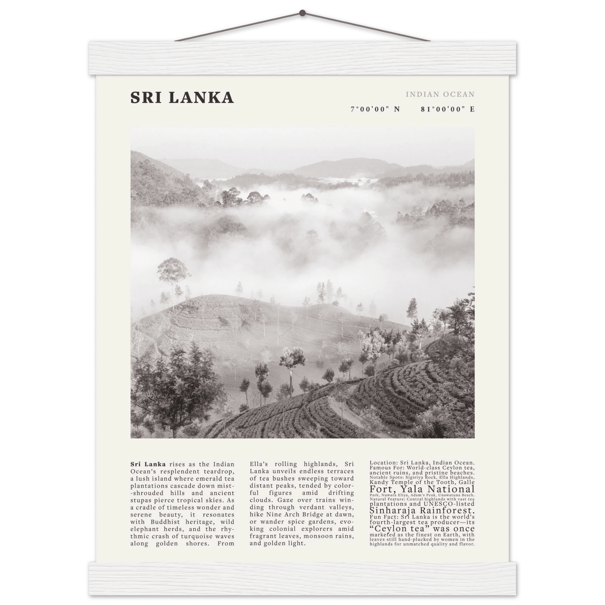 Sri Lanka Poster Black and White – Vintage Ceylon Tea Plantation Print (Digital & Printed Options) - Evergreen Posters